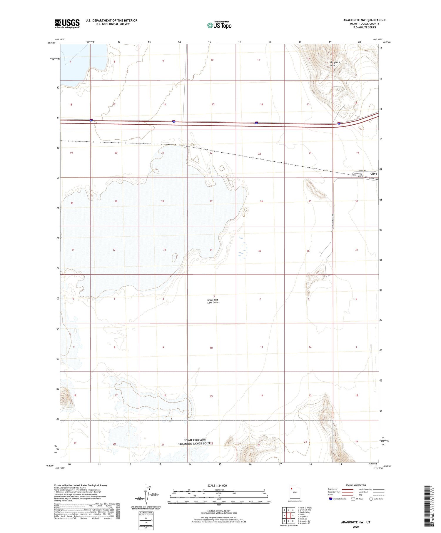 Aragonite NW Utah US Topo Map Image