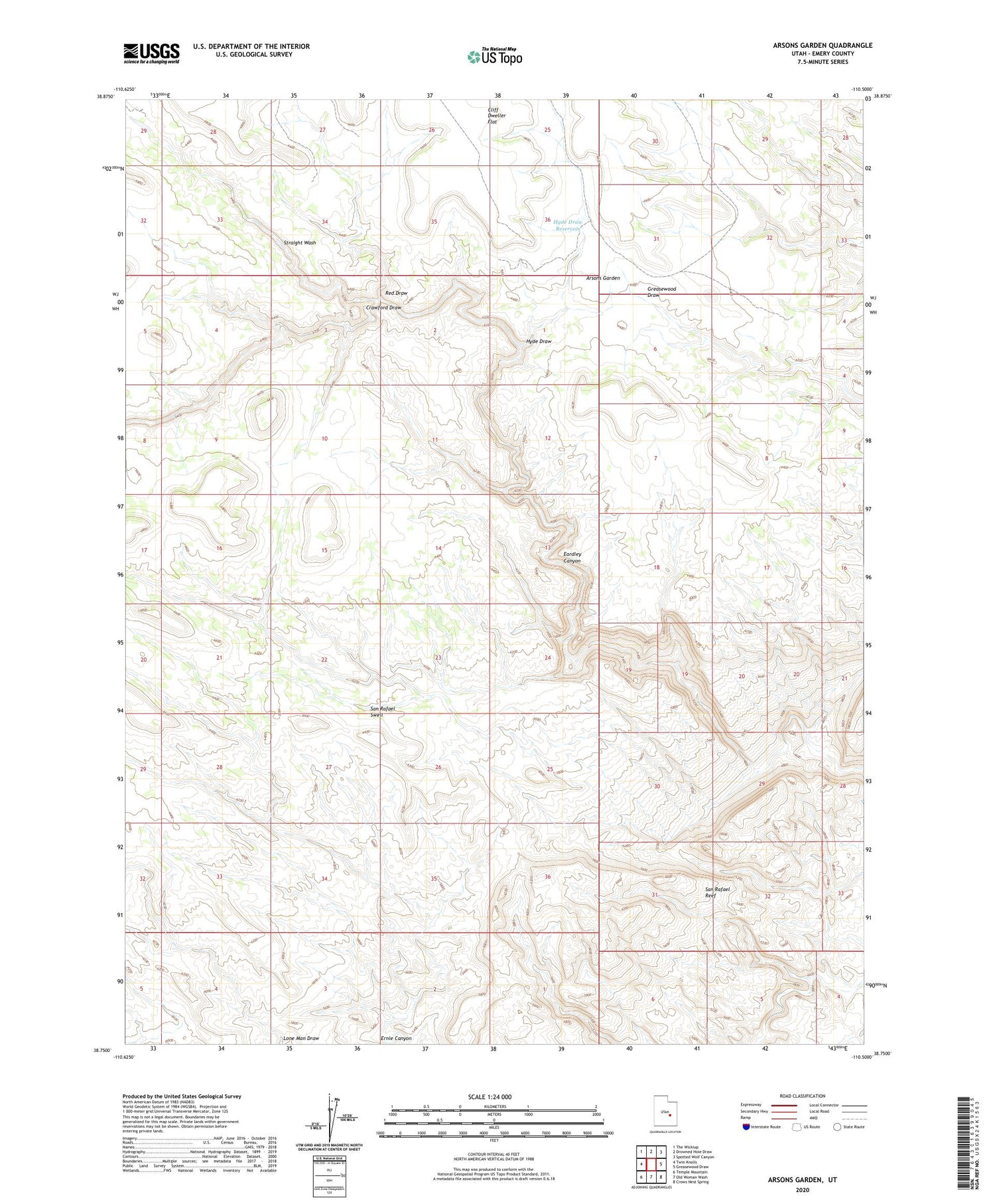 Arsons Garden Utah US Topo Map Image