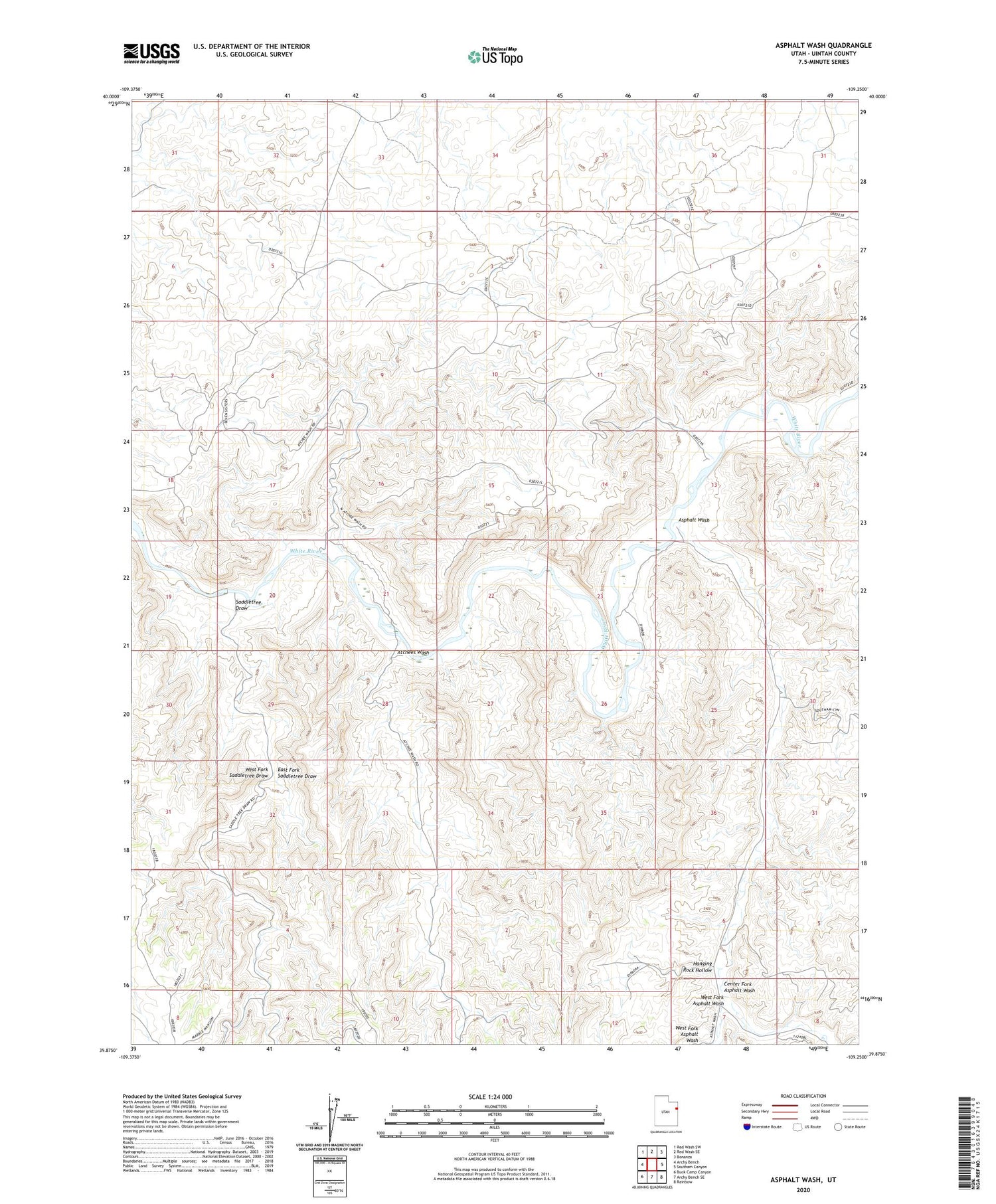 Asphalt Wash Utah US Topo Map Image