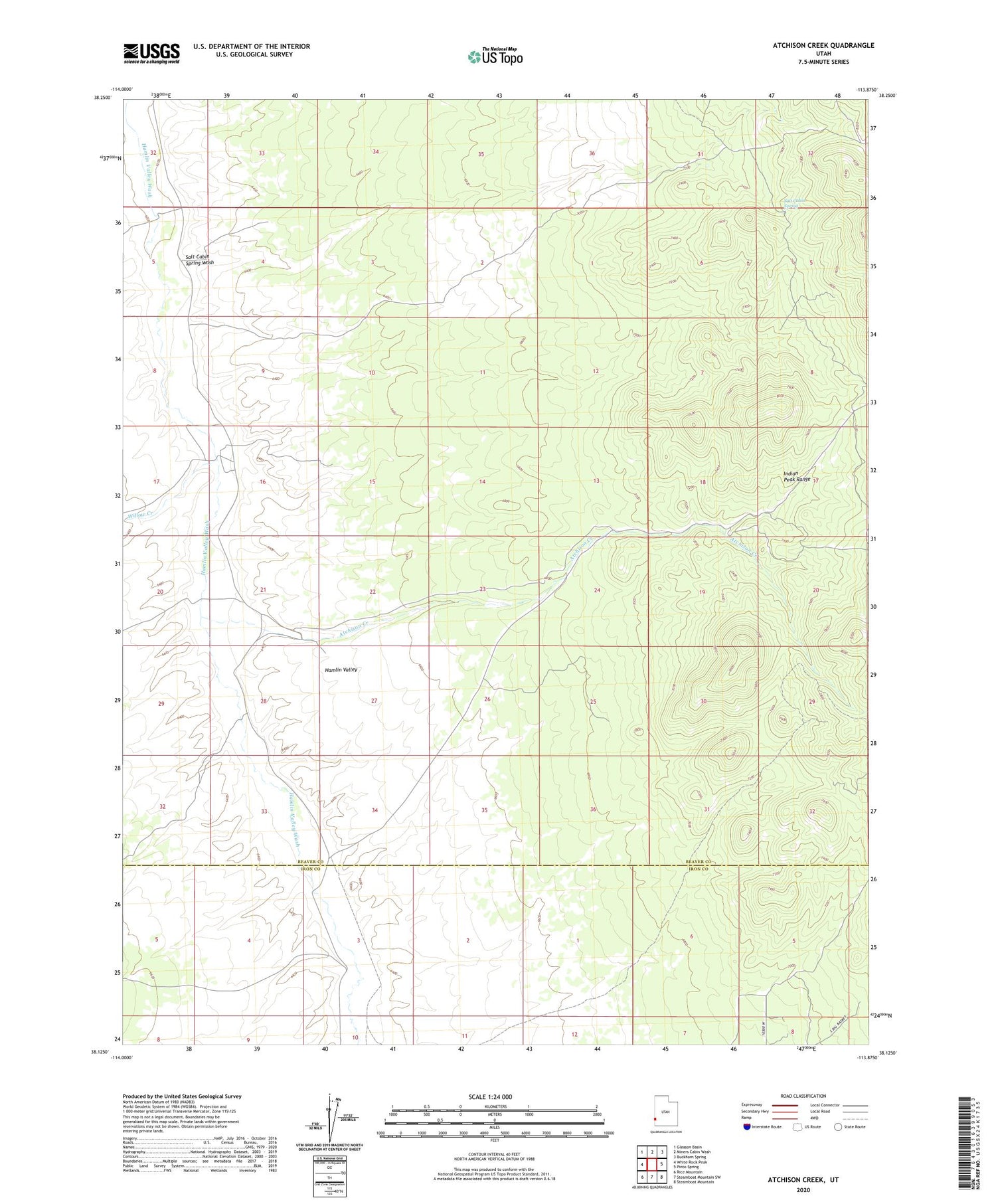 Atchison Creek Utah US Topo Map Image