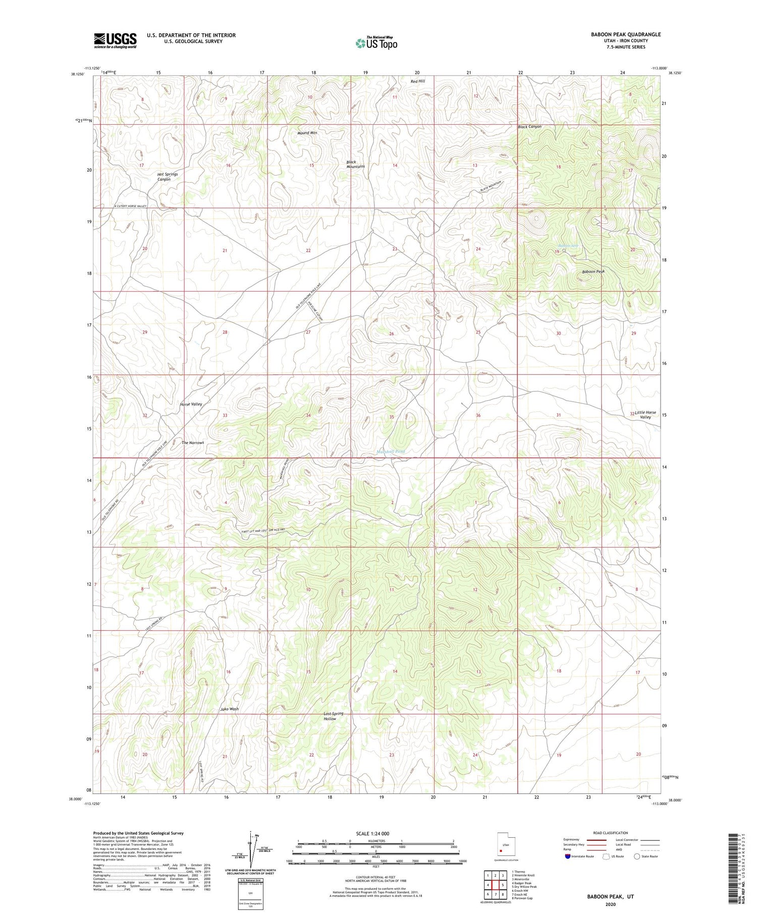 Baboon Peak Utah US Topo Map Image
