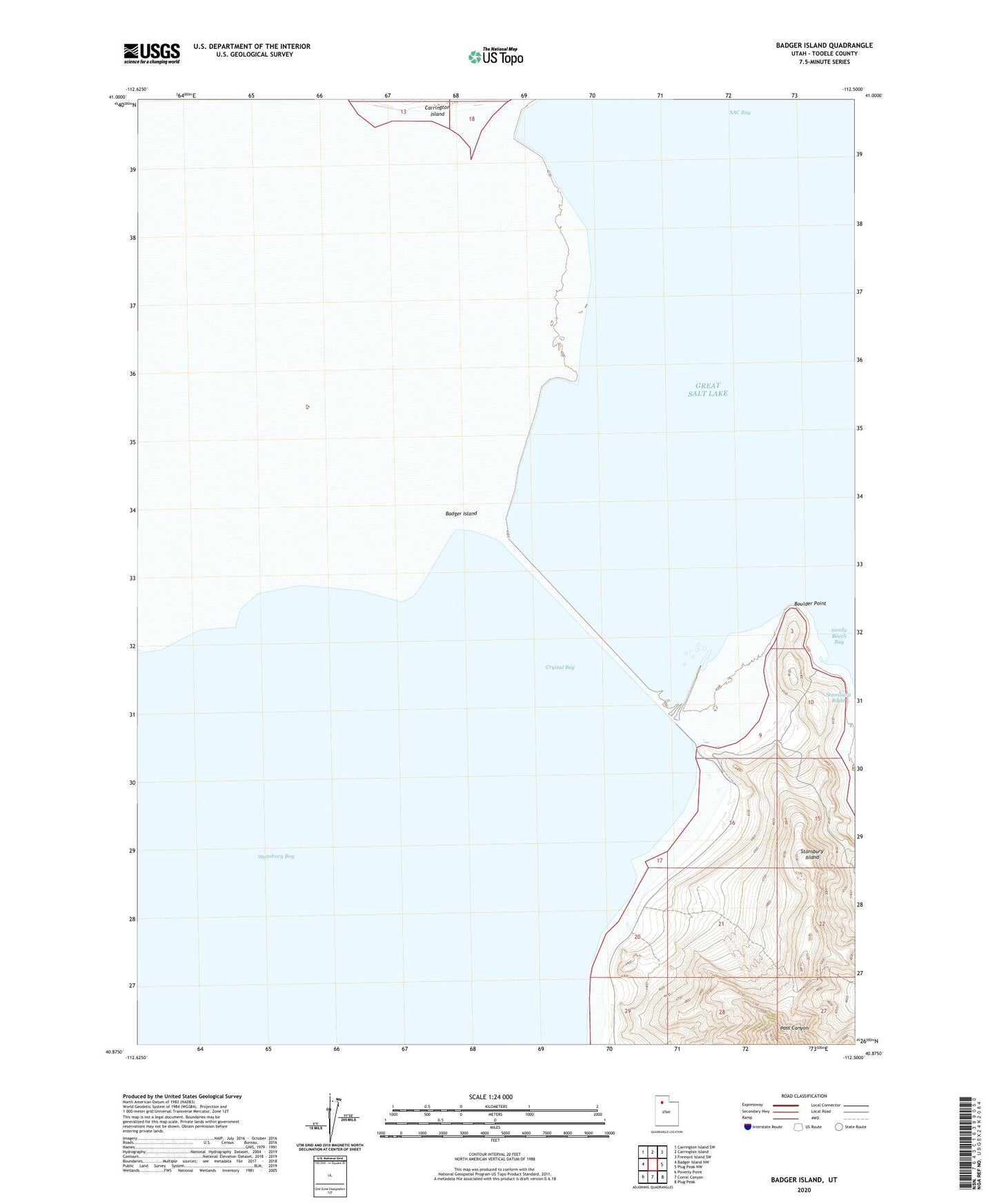 Badger Island Utah US Topo Map Image