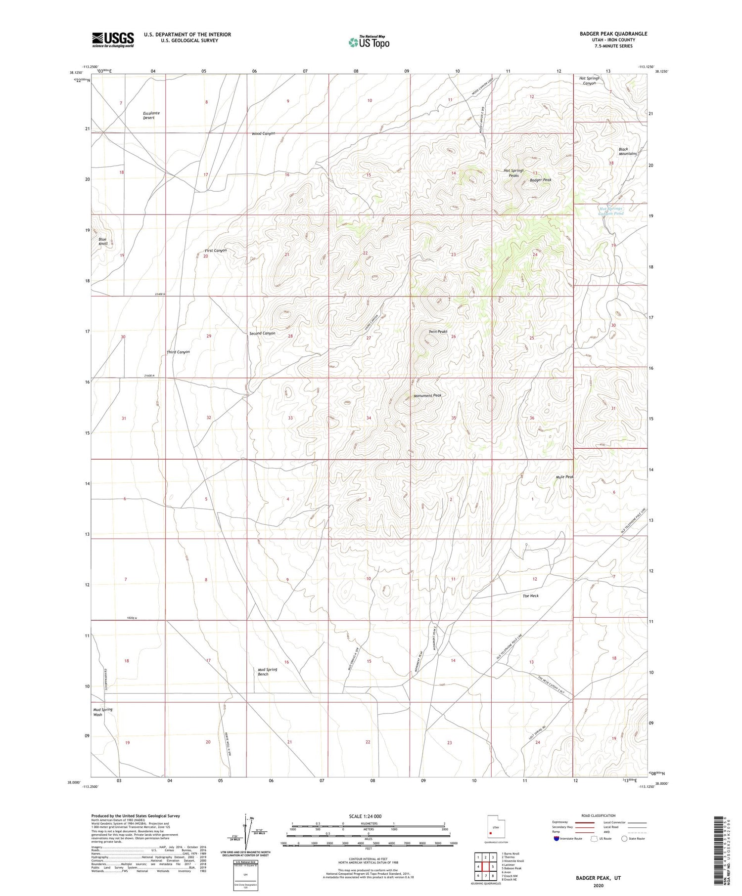 Badger Peak Utah US Topo Map Image