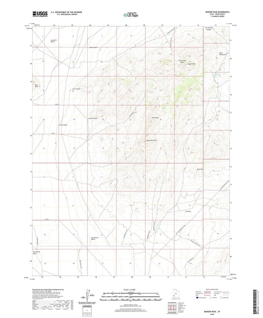 Badger Peak Utah US Topo Map Image