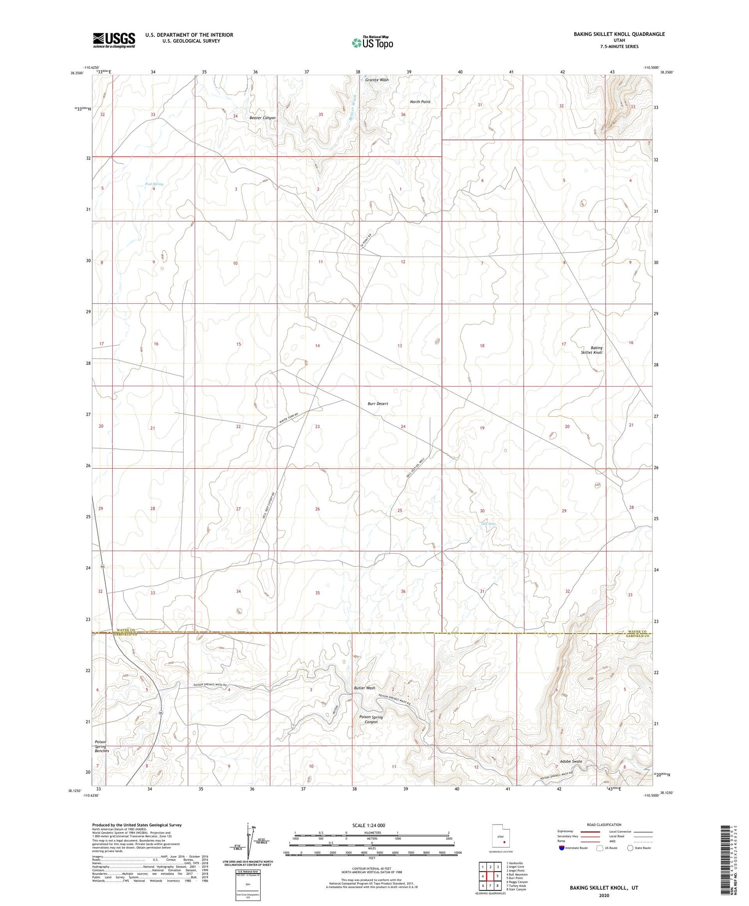 Baking Skillet Knoll Utah US Topo Map Image