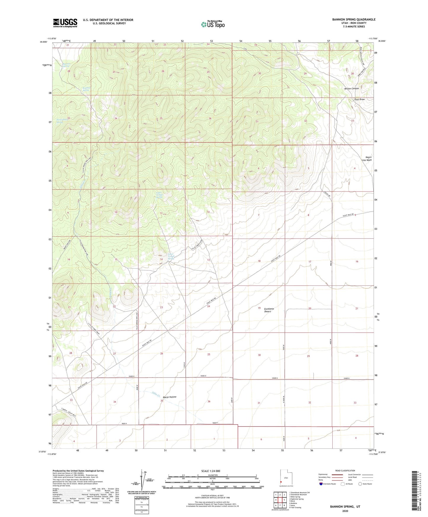 Bannion Spring Utah US Topo Map Image