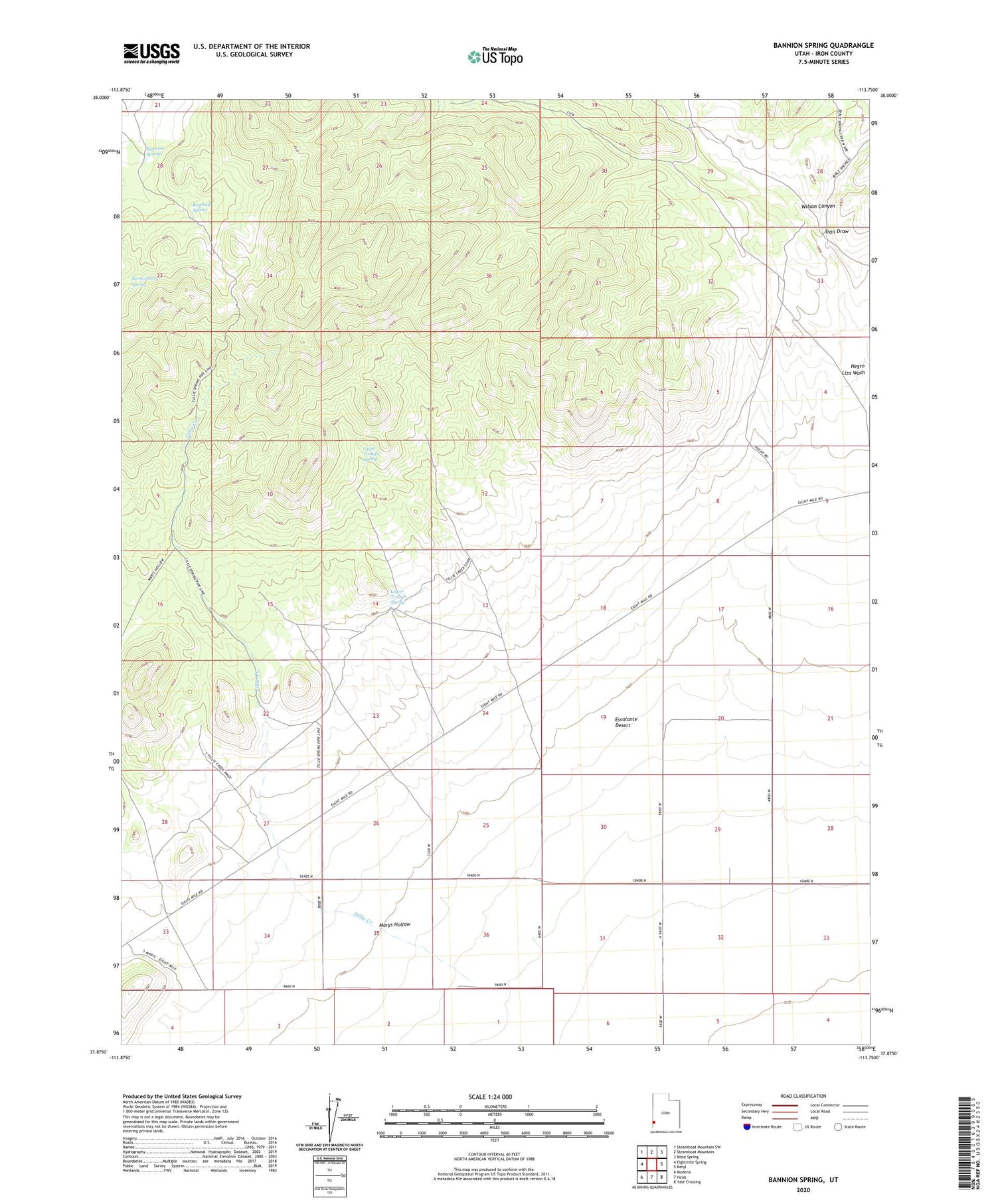 Bannion Spring Utah US Topo Map Image