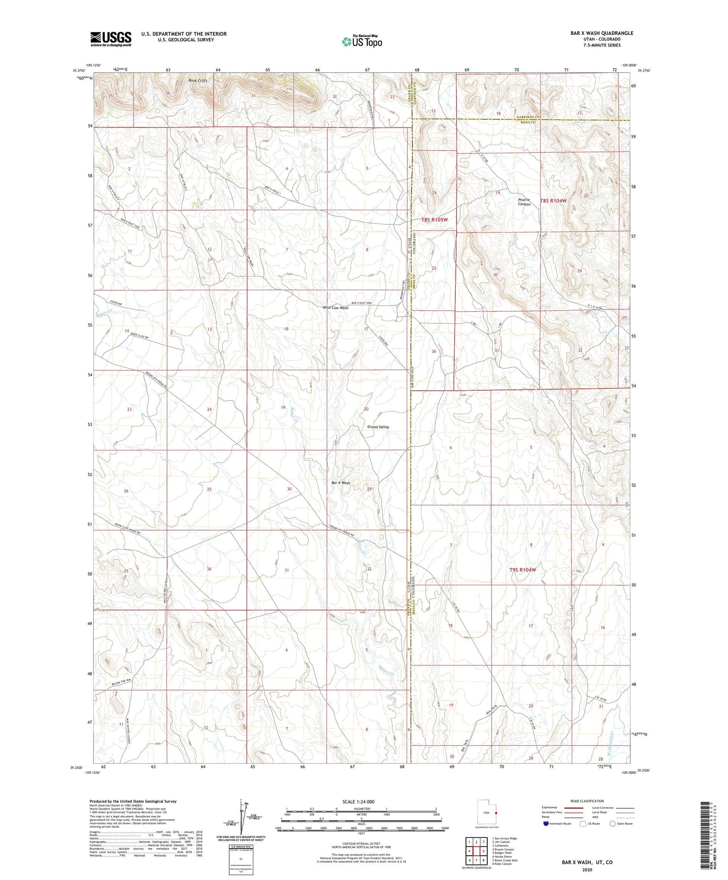 Bar X Wash Utah US Topo Map Image