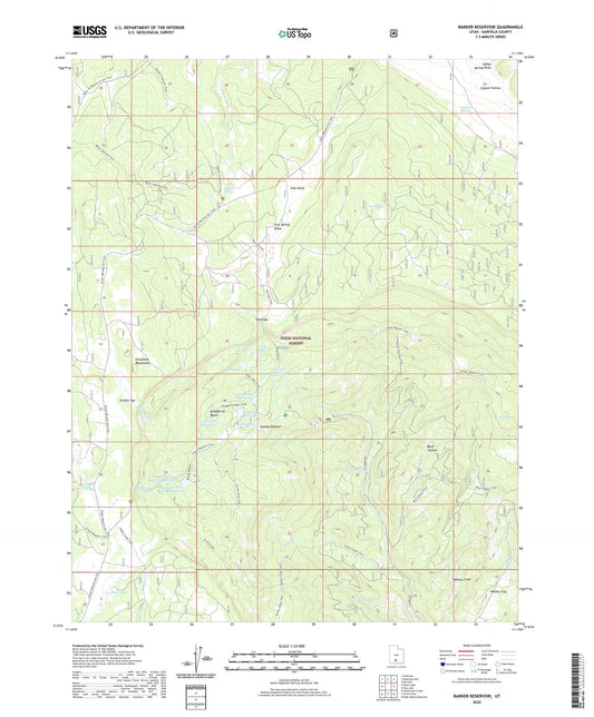 Barker Reservoir Utah US Topo Map Image