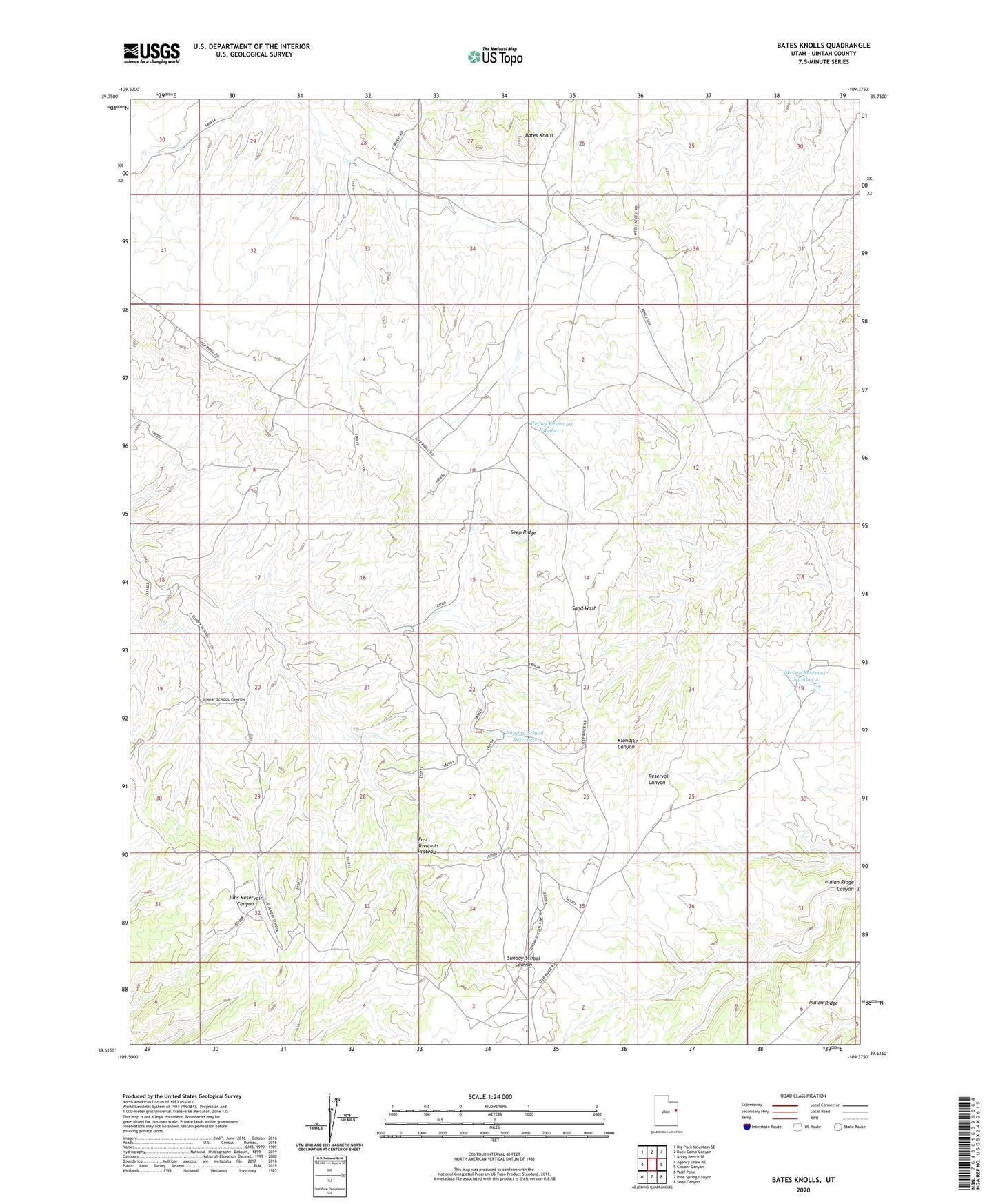 Bates Knolls Utah US Topo Map Image
