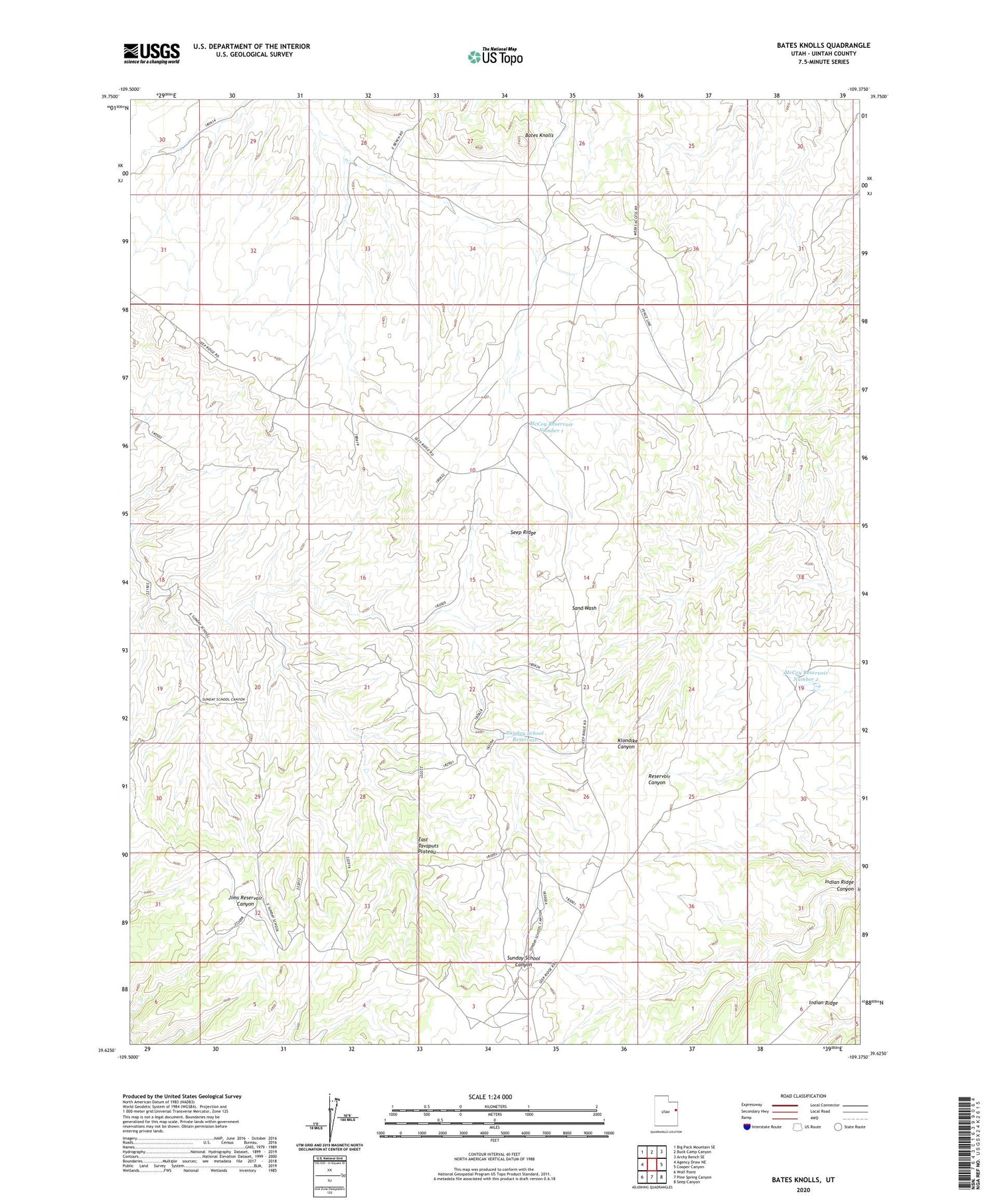 Bates Knolls Utah US Topo Map Image