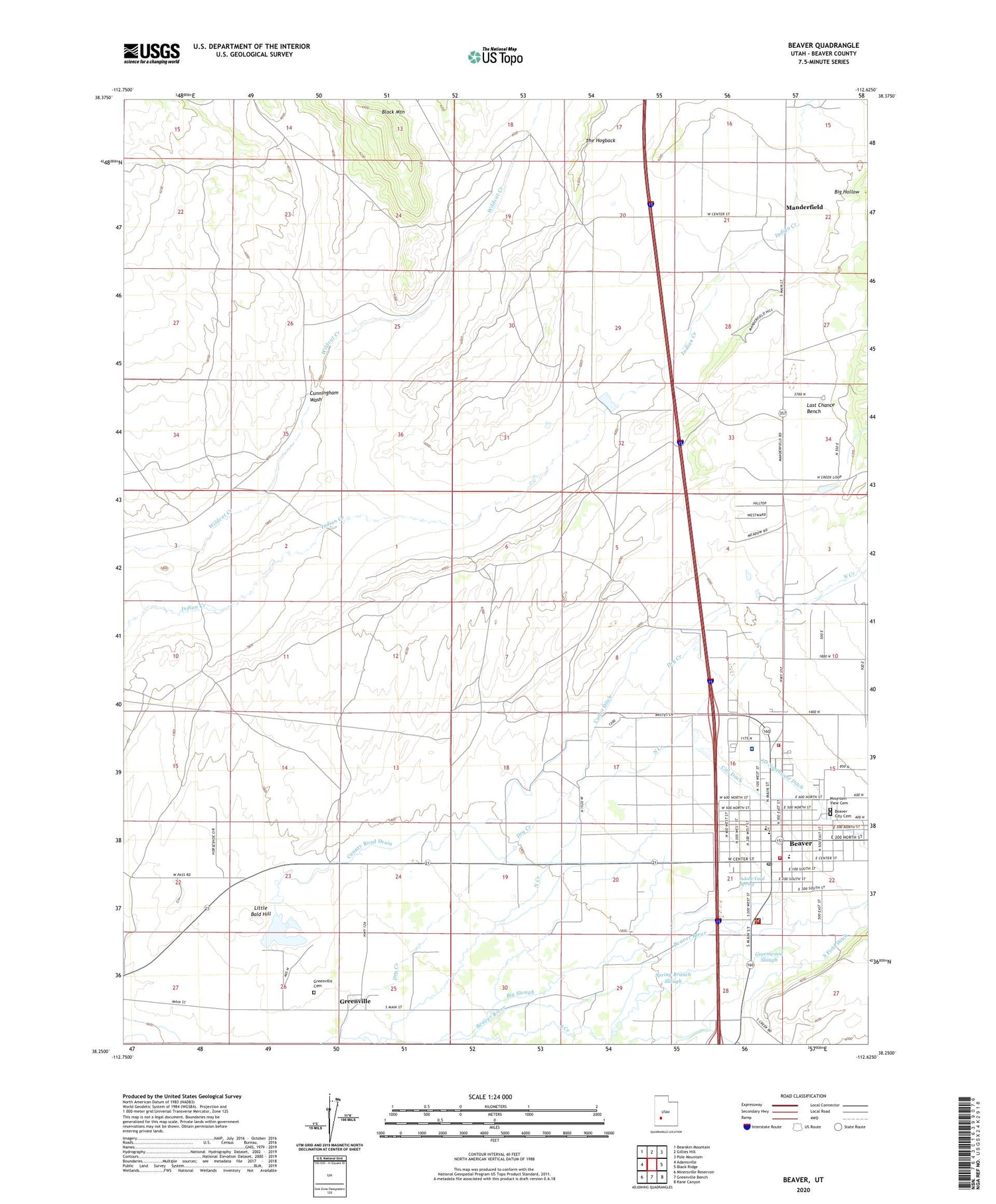 Beaver Utah US Topo Map Image