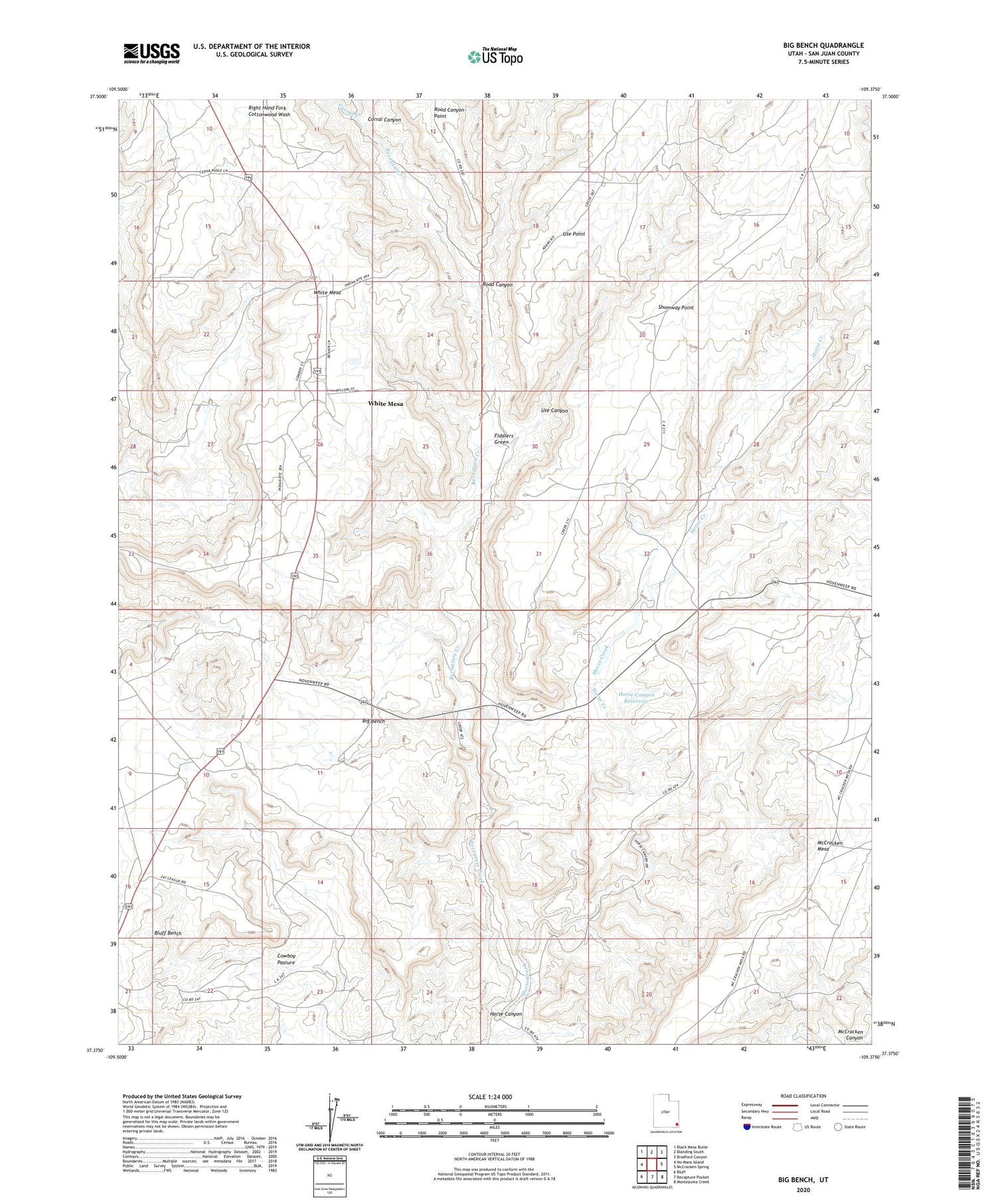Big Bench Utah US Topo Map Image