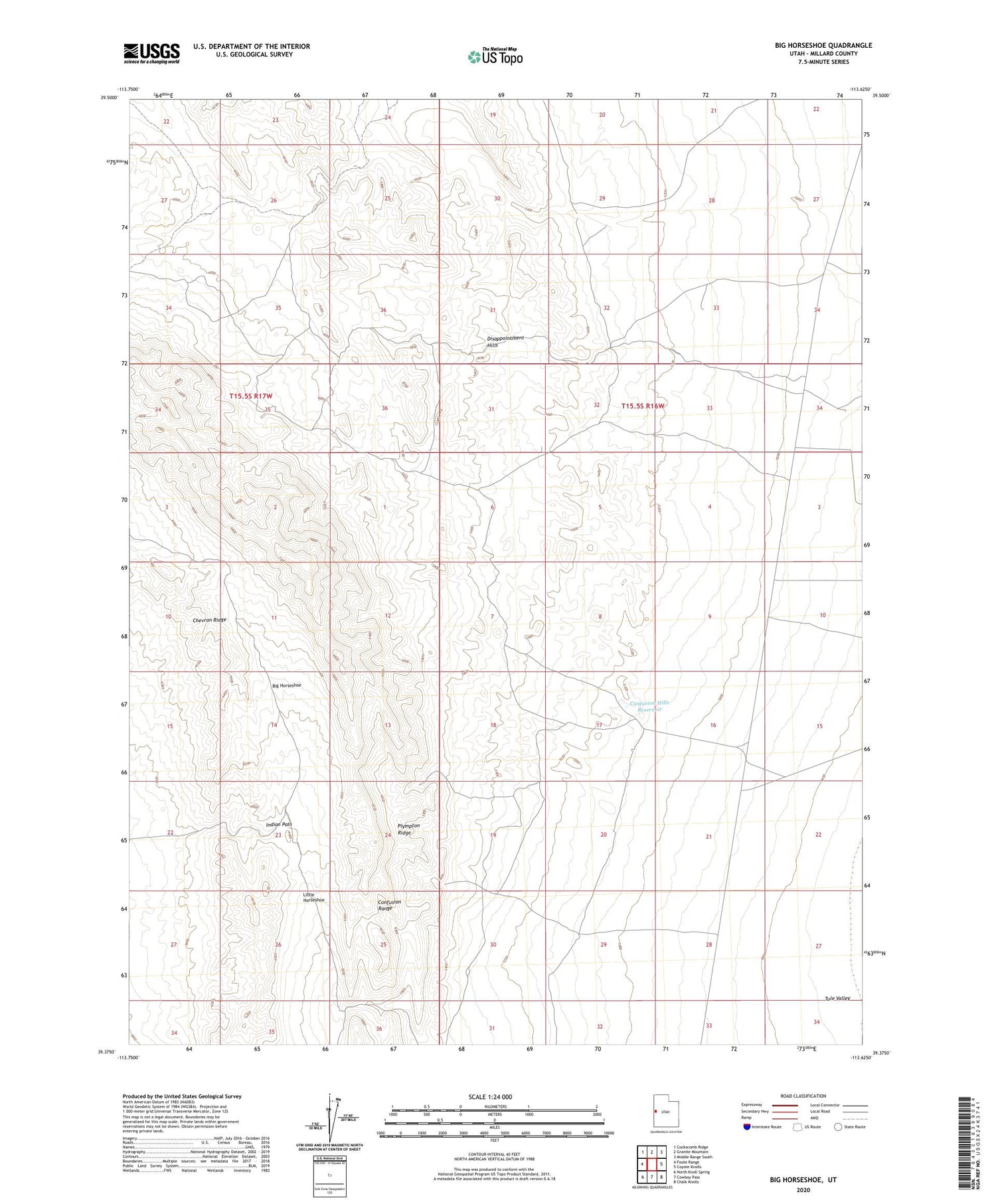 Big Horseshoe Utah US Topo Map Image
