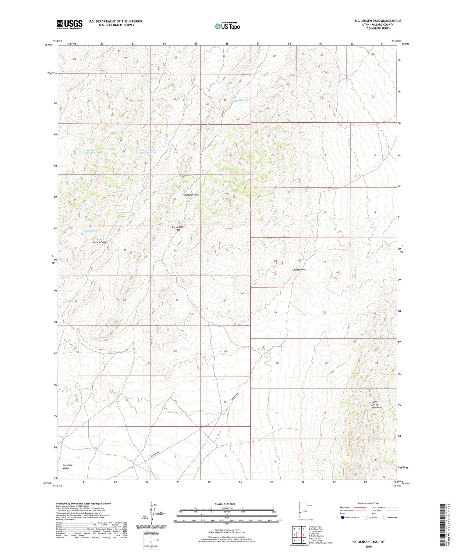 Big Jensen Pass Utah US Topo Map Image