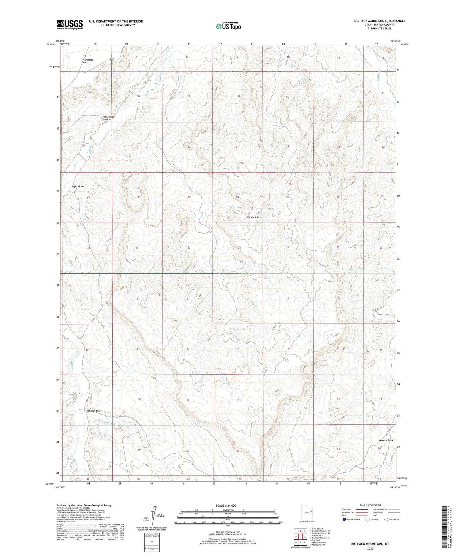 Big Pack Mountain Utah US Topo Map Image