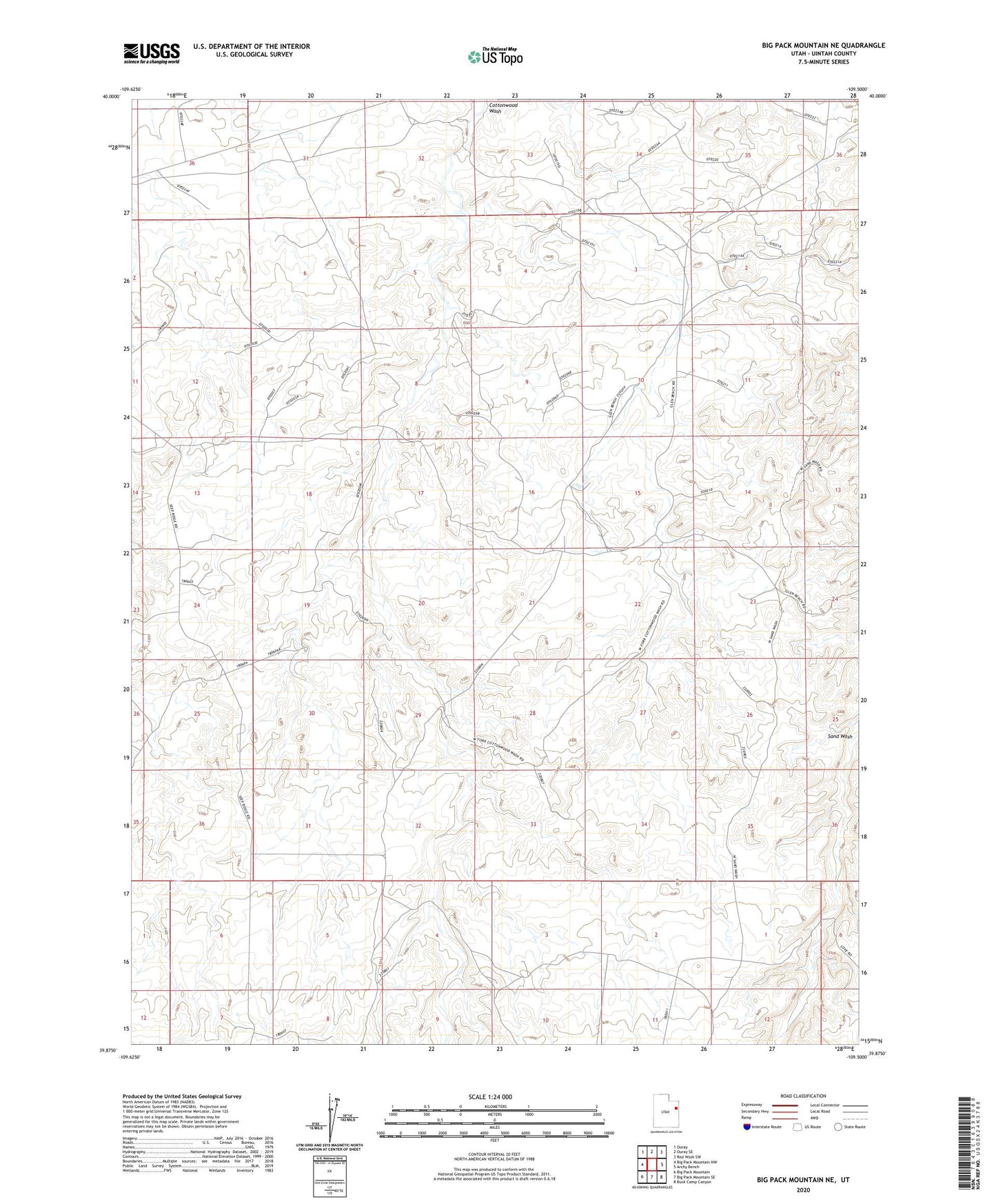 Big Pack Mountain NE Utah US Topo Map Image