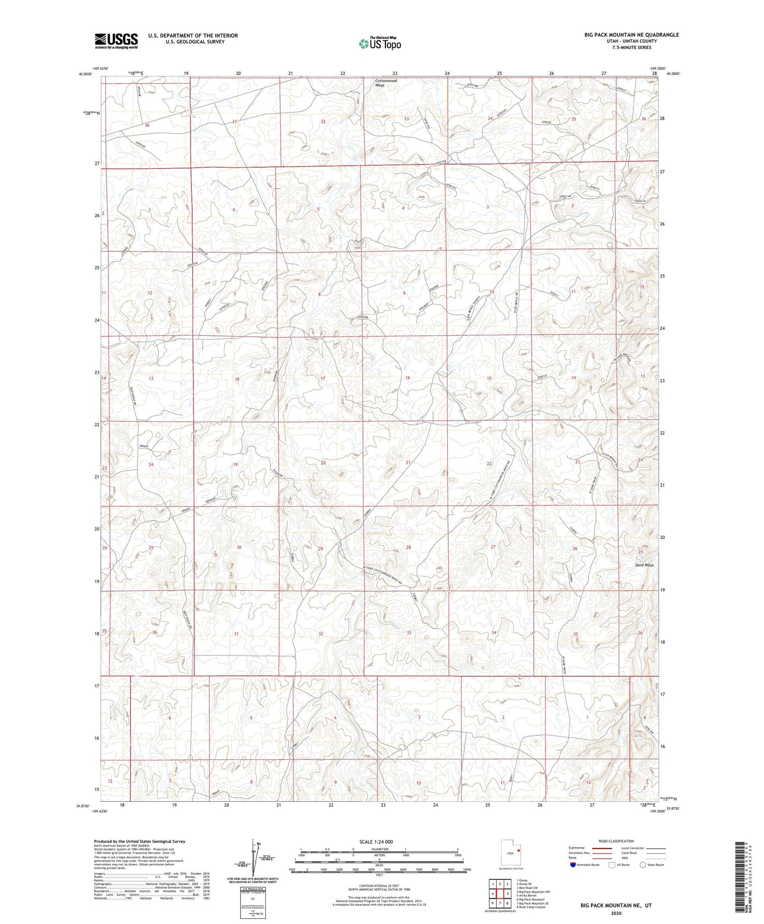 Big Pack Mountain NE Utah US Topo Map Image