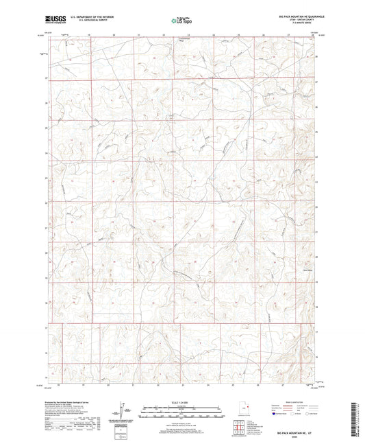 Big Pack Mountain NE Utah US Topo Map Image