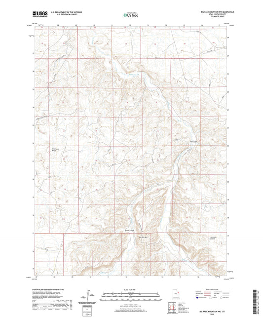 Big Pack Mountain NW Utah US Topo Map Image