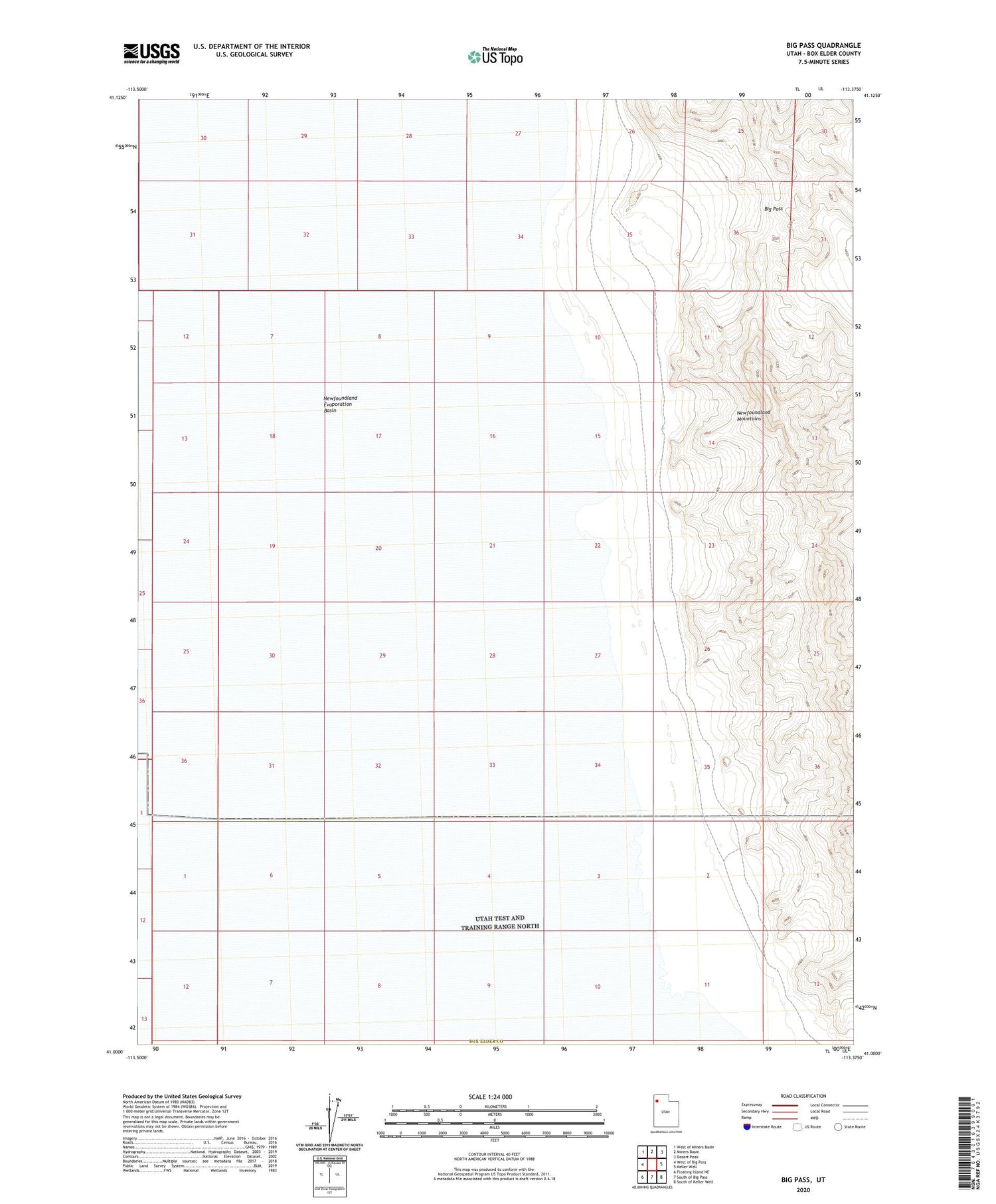 Big Pass Utah US Topo Map Image