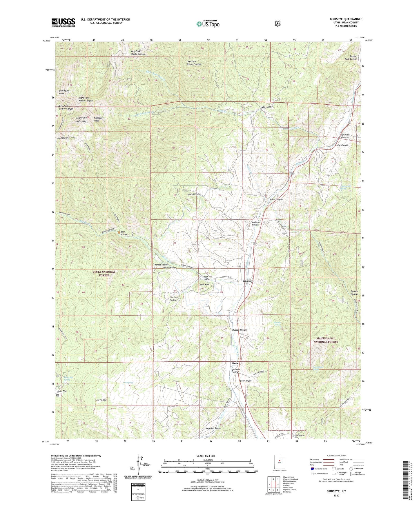 Birdseye Utah US Topo Map Image