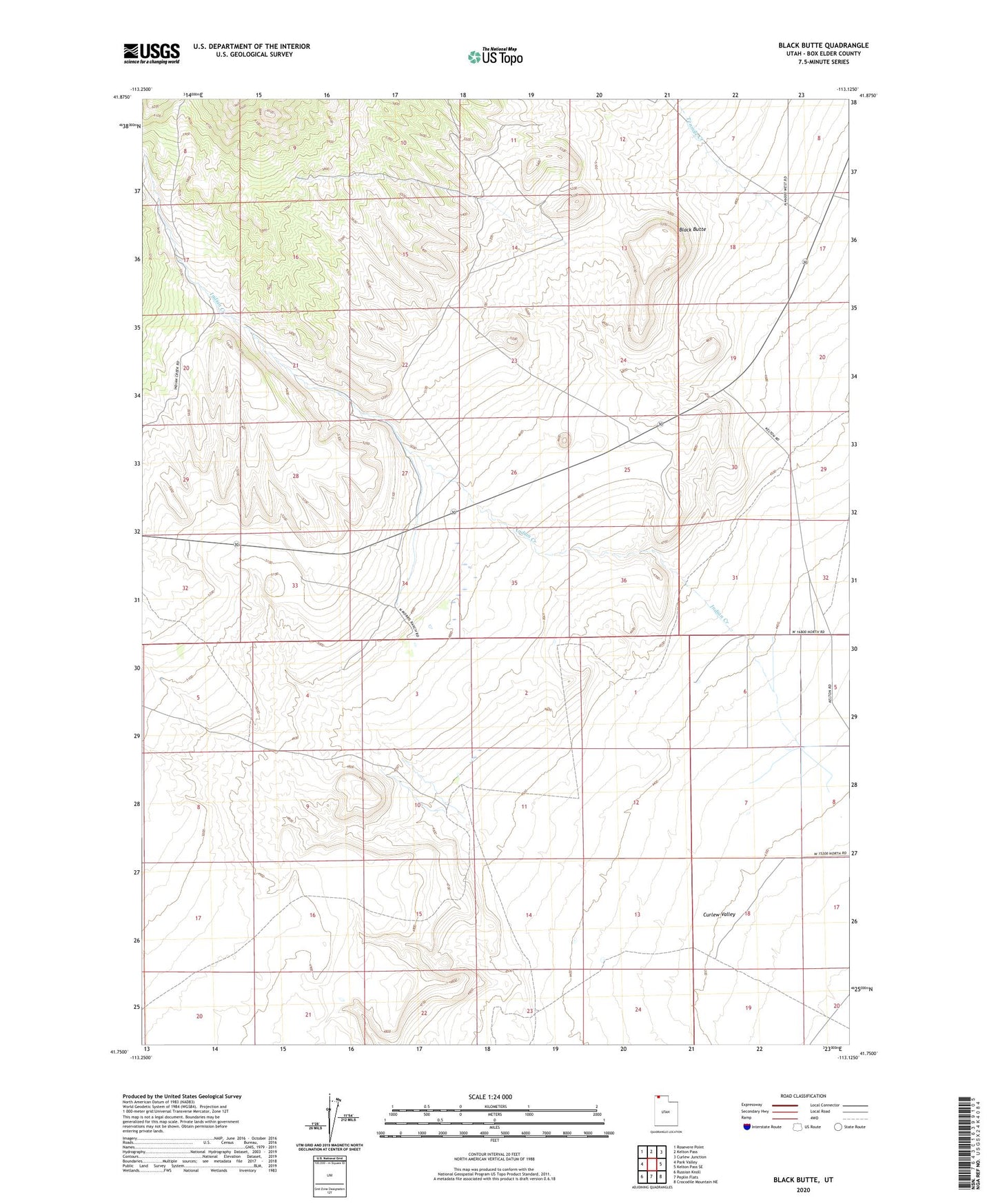 Black Butte Utah US Topo Map Image
