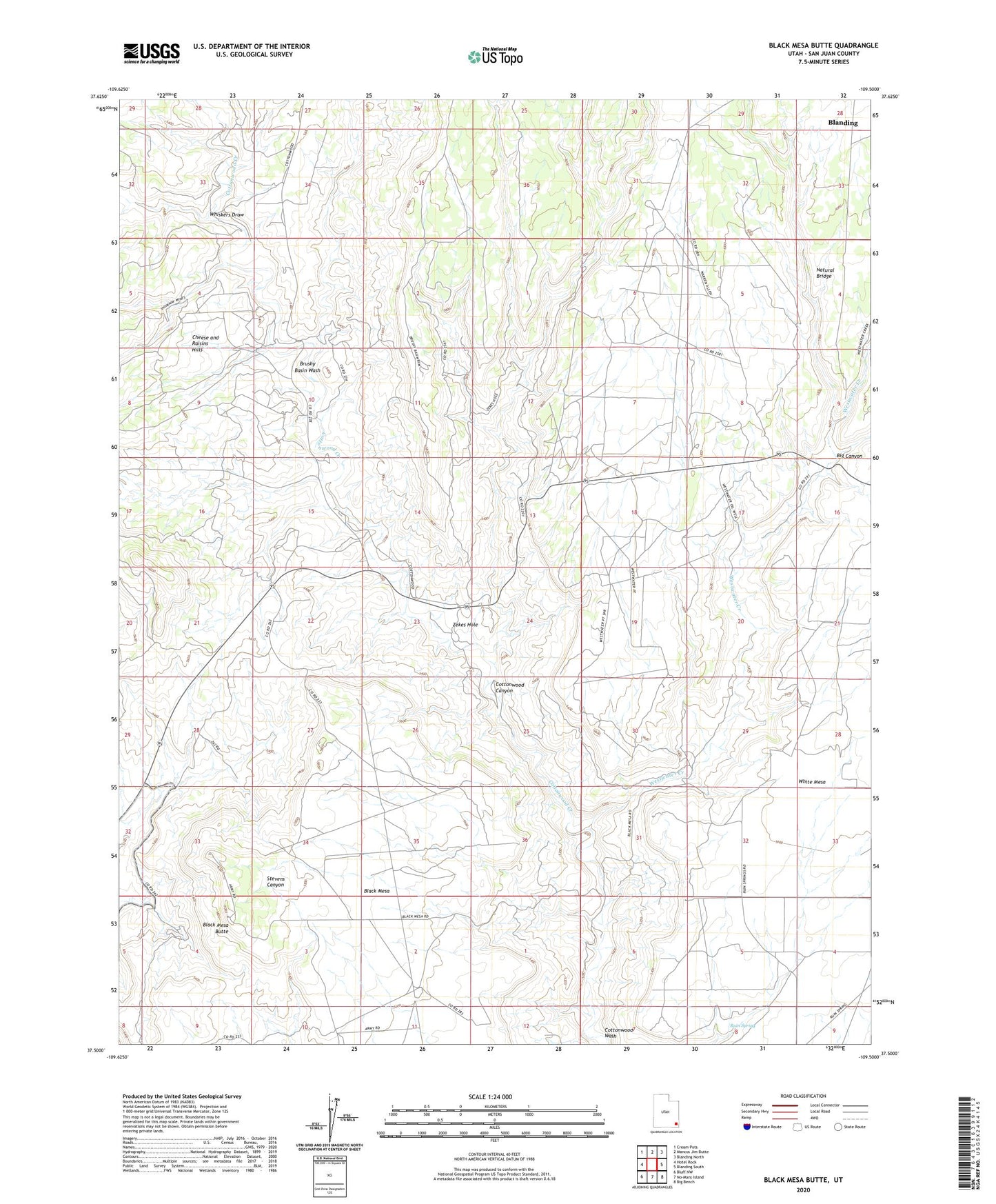 Black Mesa Butte Utah US Topo Map Image
