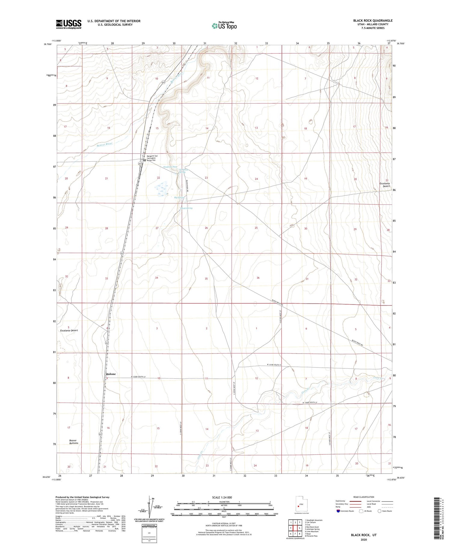 Black Rock Utah US Topo Map Image