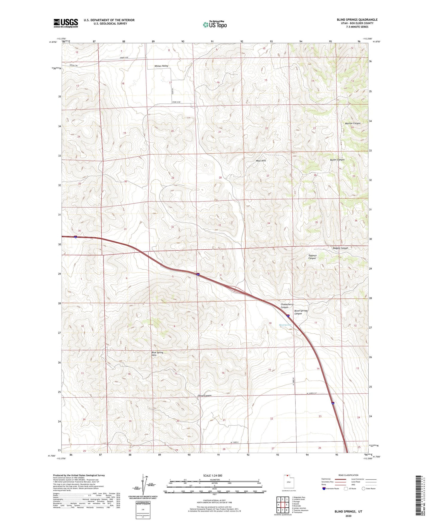 Blind Springs Utah US Topo Map Image