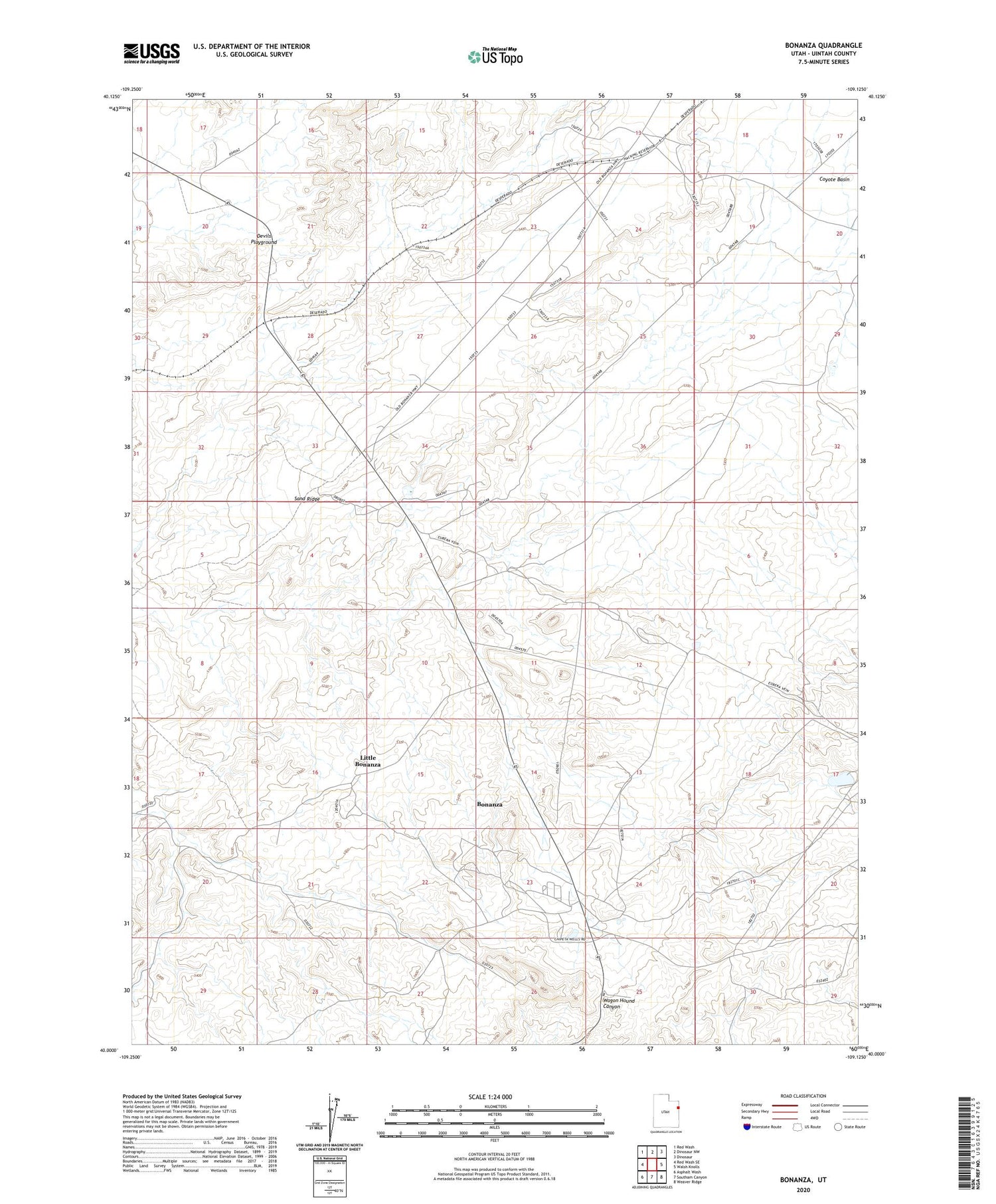 Bonanza Utah US Topo Map Image