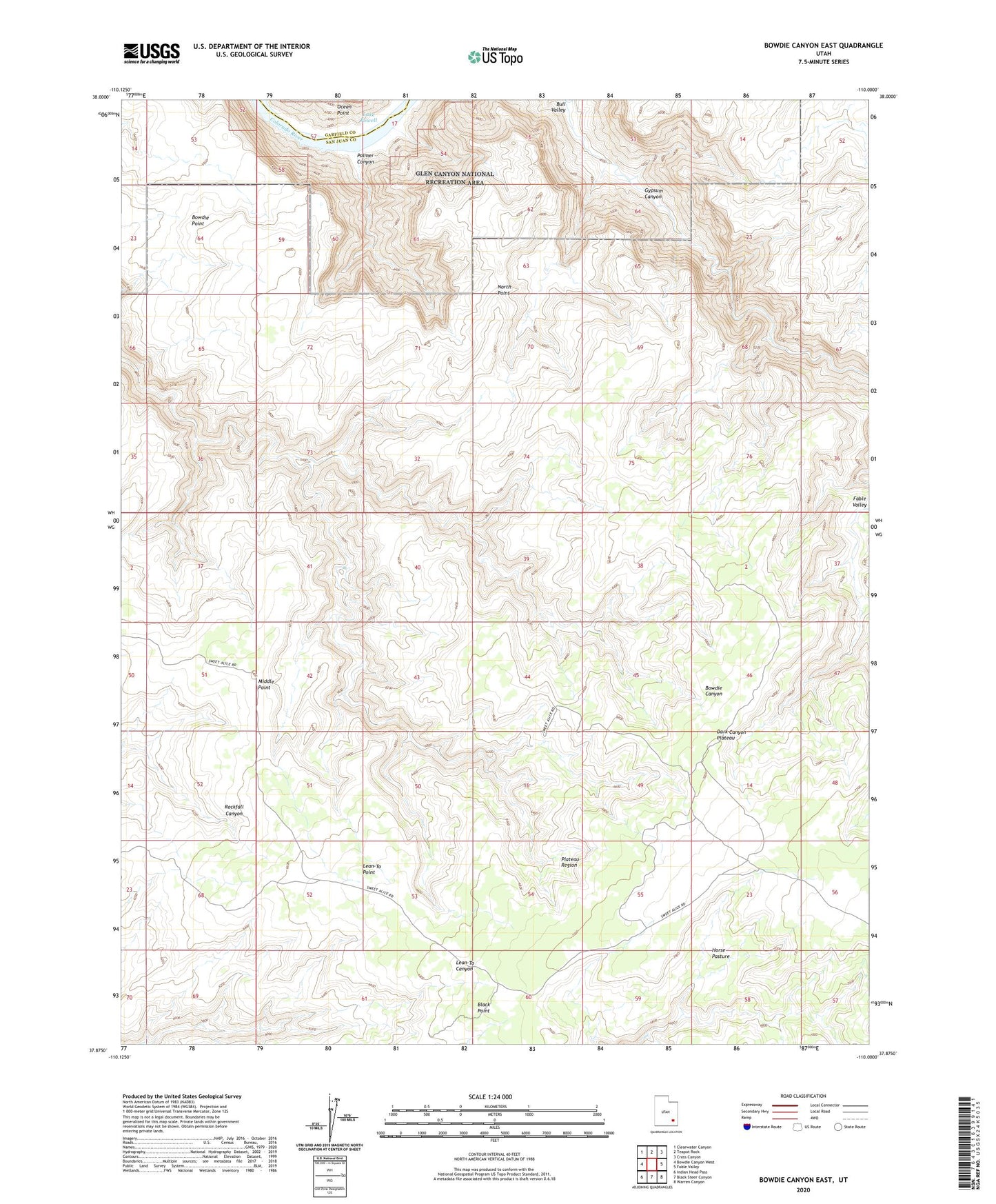 Bowdie Canyon East Utah US Topo Map Image