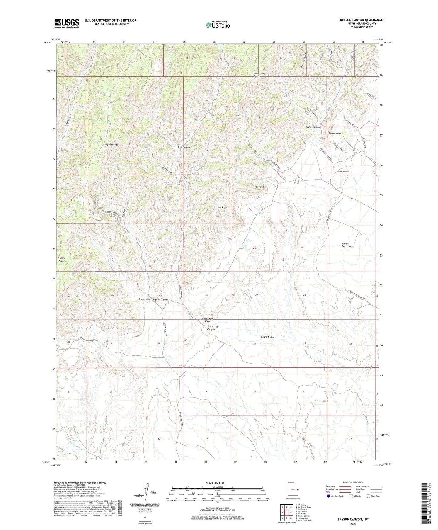 Bryson Canyon Utah US Topo Map Image