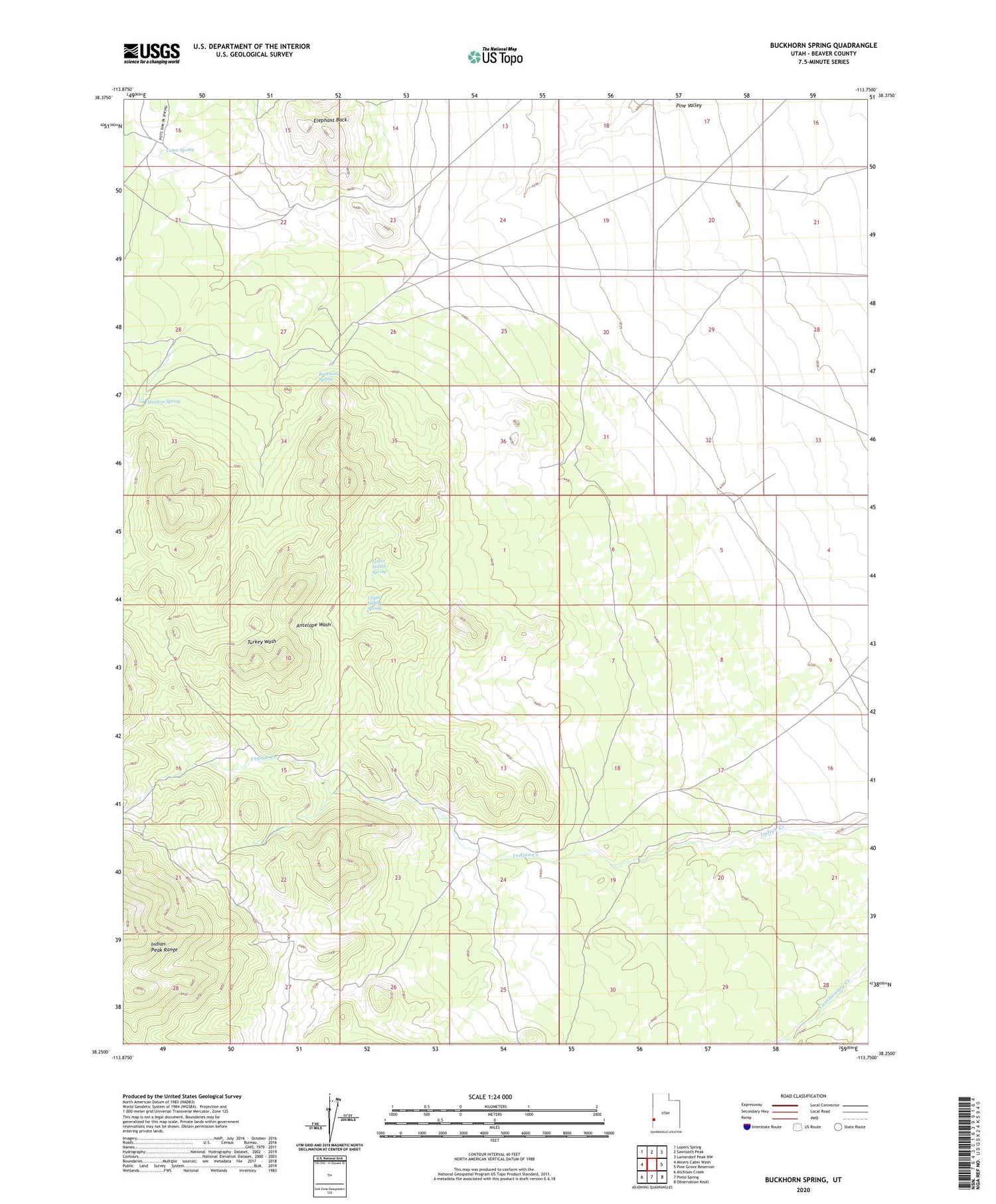 Buckhorn Spring Utah US Topo Map Image