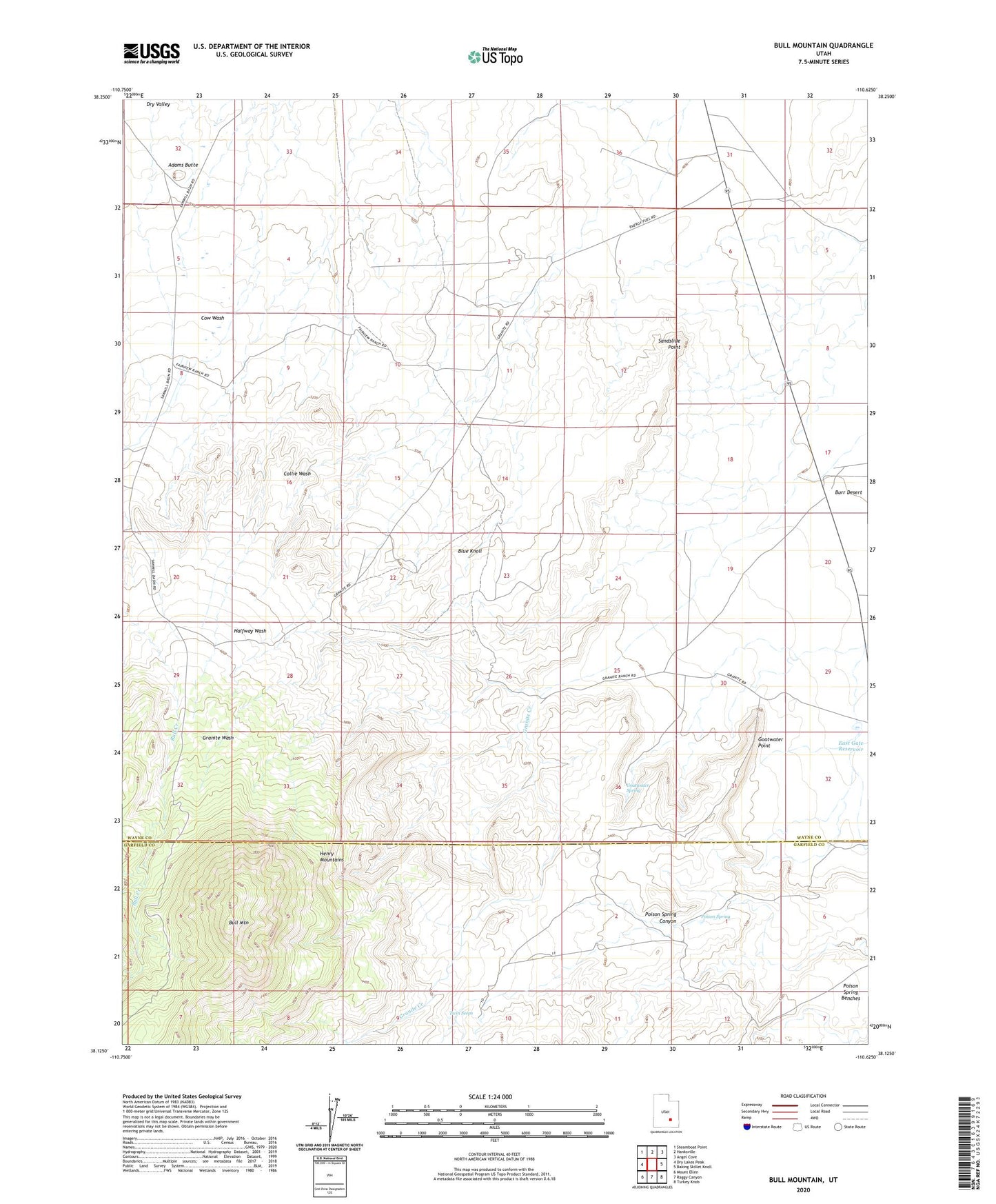 Bull Mountain Utah US Topo Map Image