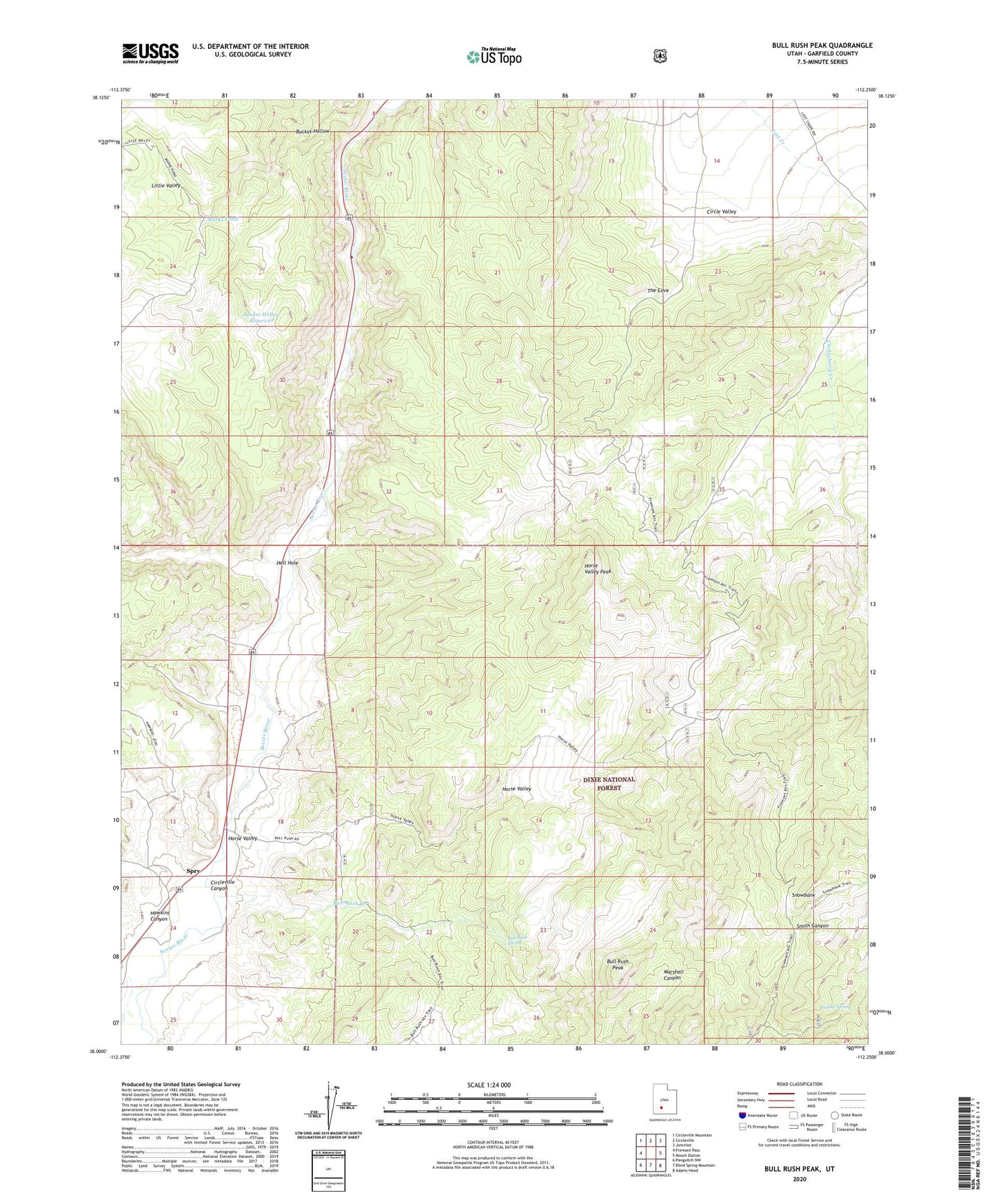 Bull Rush Peak Utah US Topo Map Image