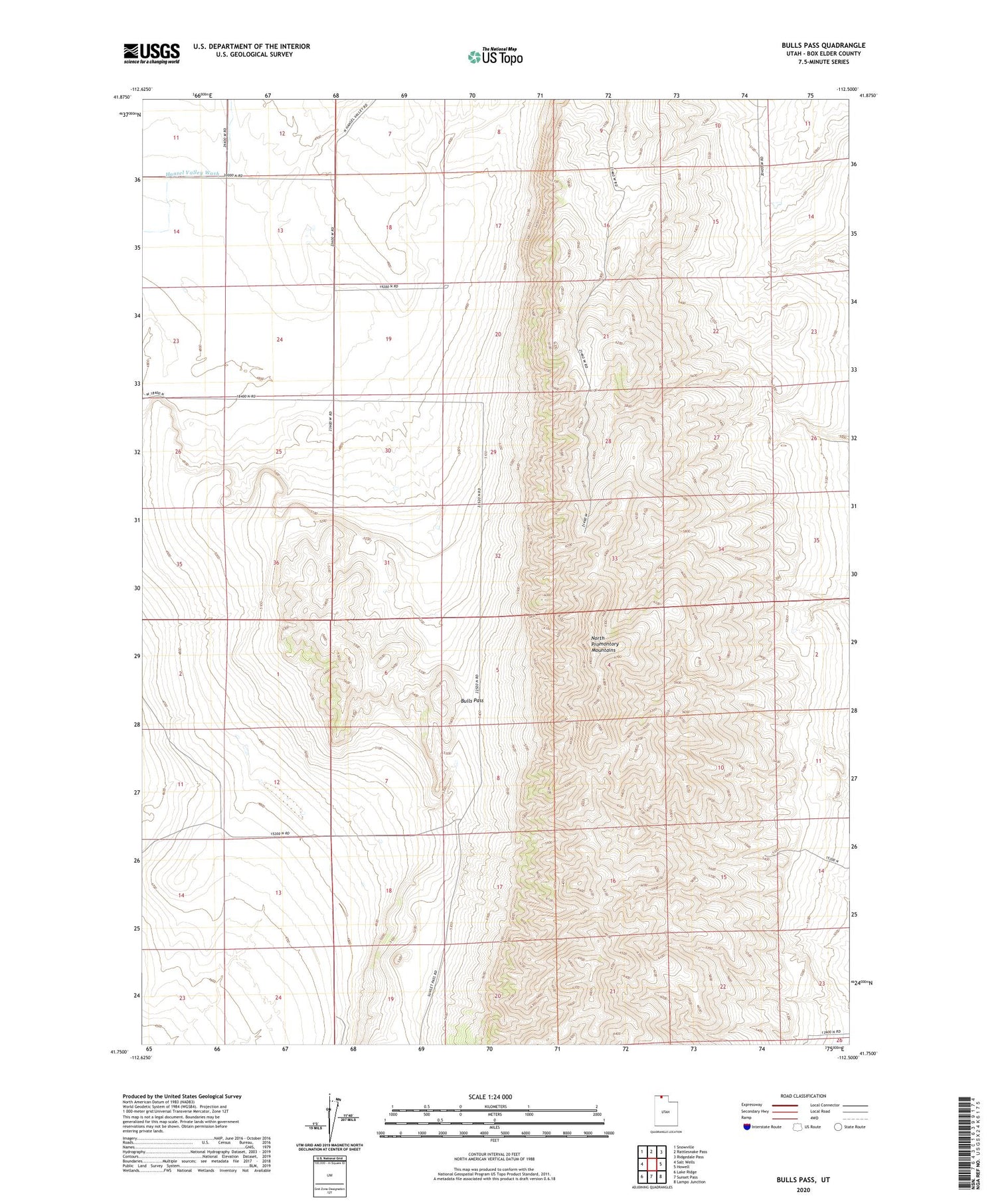 Bulls Pass Utah US Topo Map Image