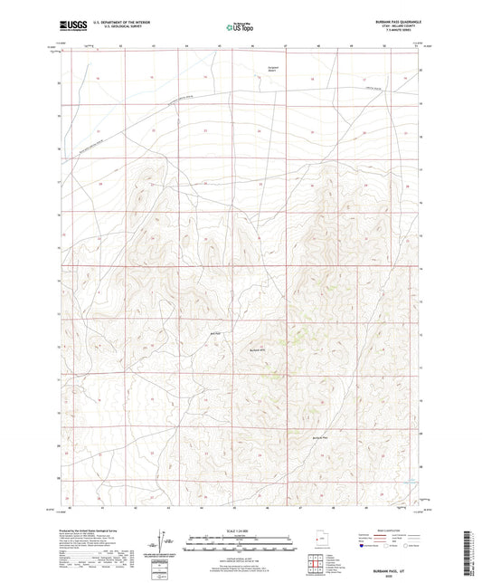 Burbank Pass Utah US Topo Map Image