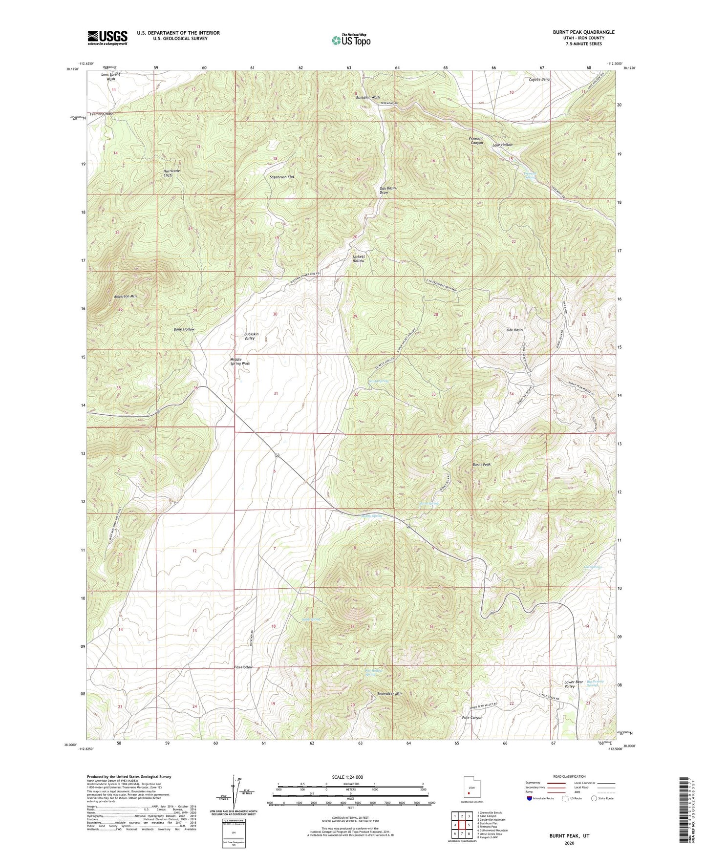 Burnt Peak Utah US Topo Map Image
