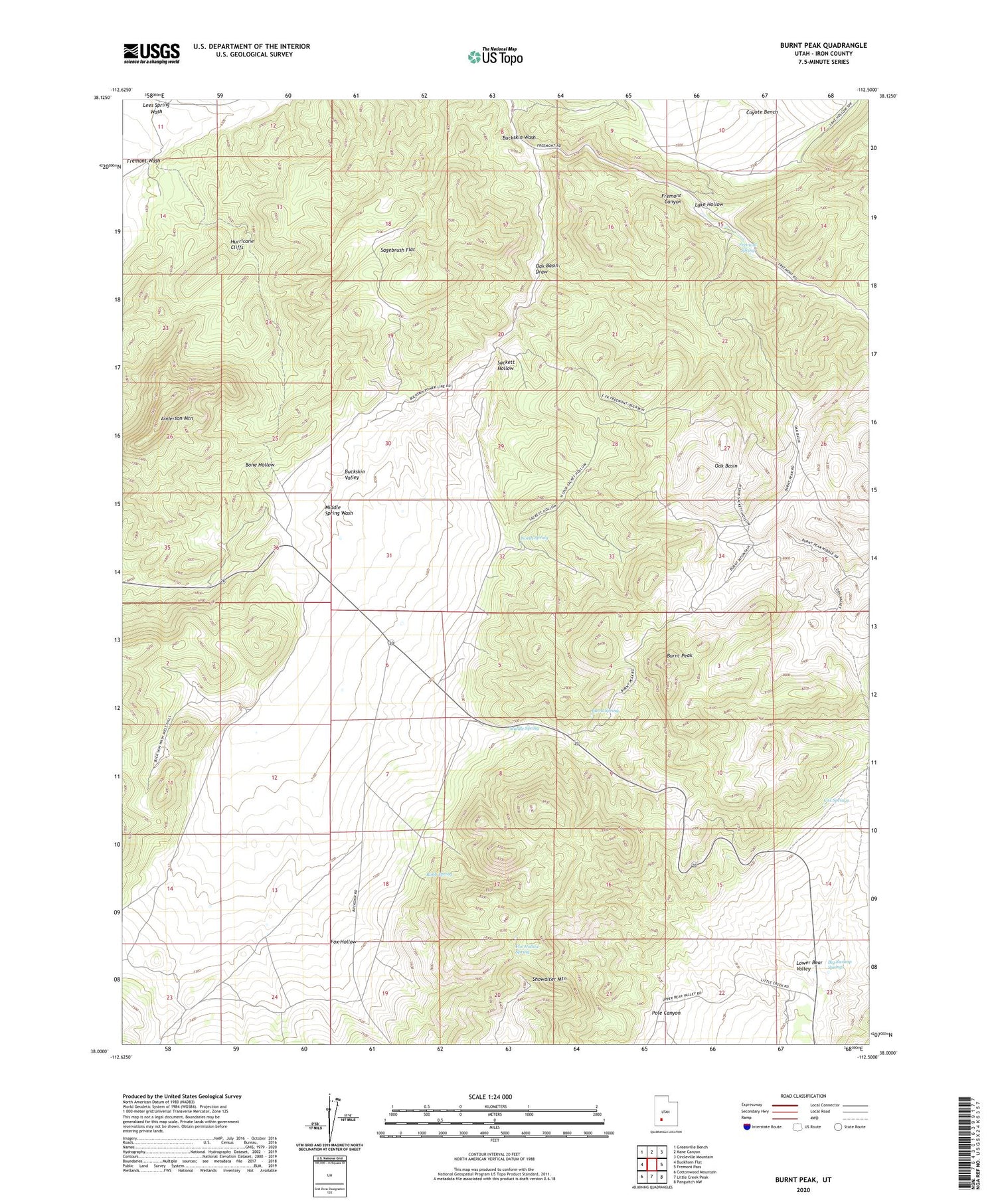Burnt Peak Utah US Topo Map Image