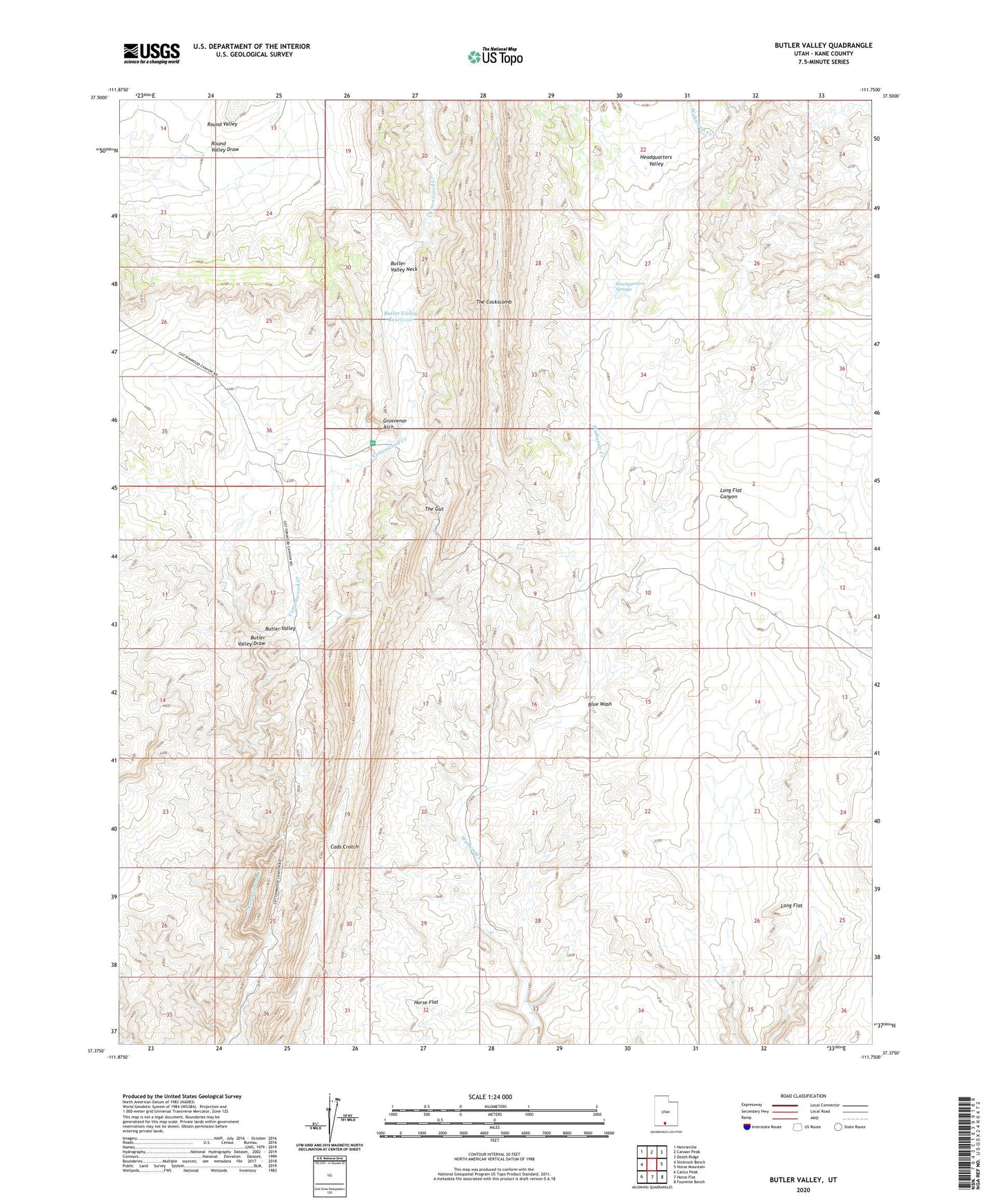 Butler Valley Utah US Topo Map Image