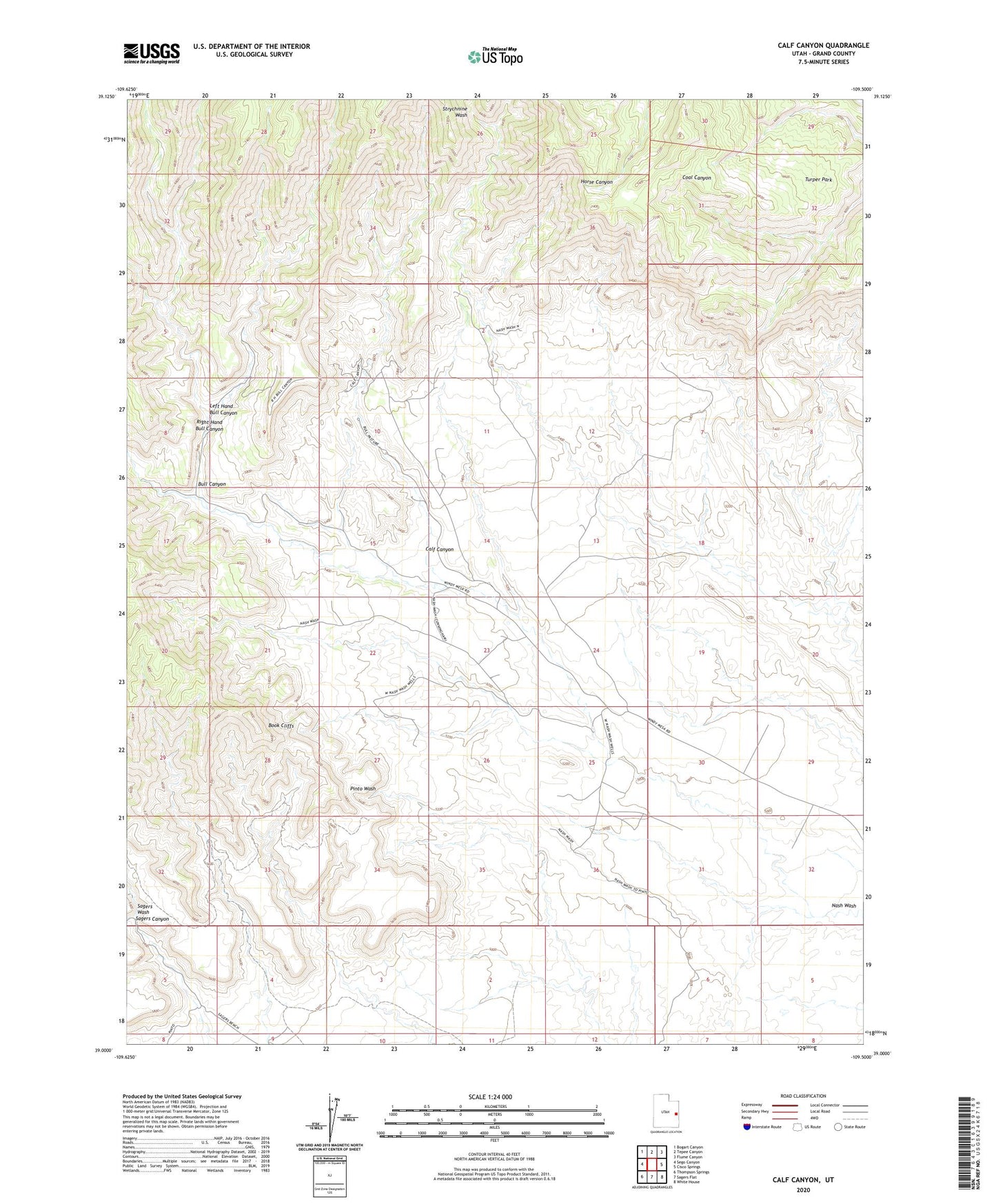 Calf Canyon Utah US Topo Map Image