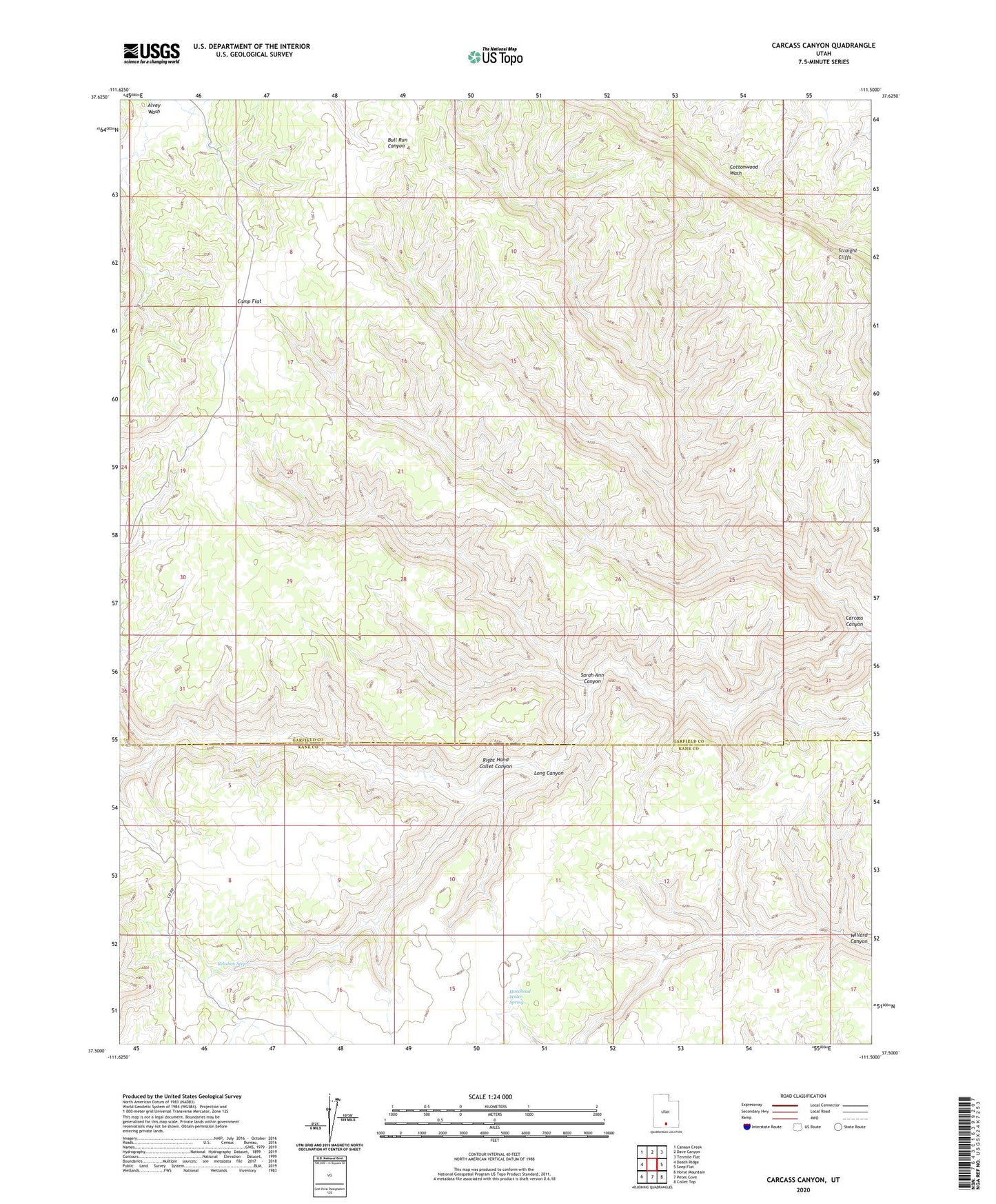 Carcass Canyon Utah US Topo Map Image
