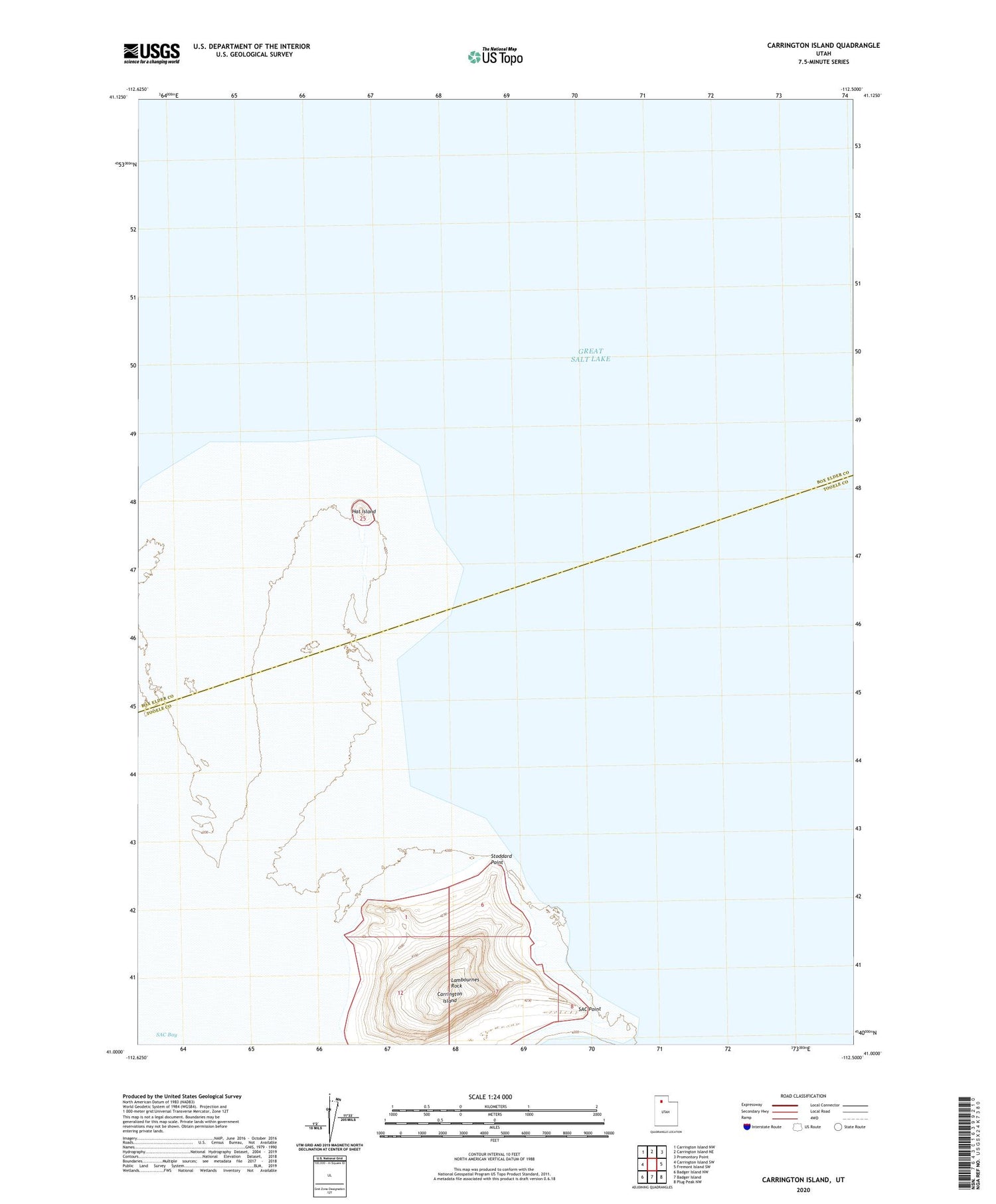 Carrington Island Utah US Topo Map Image