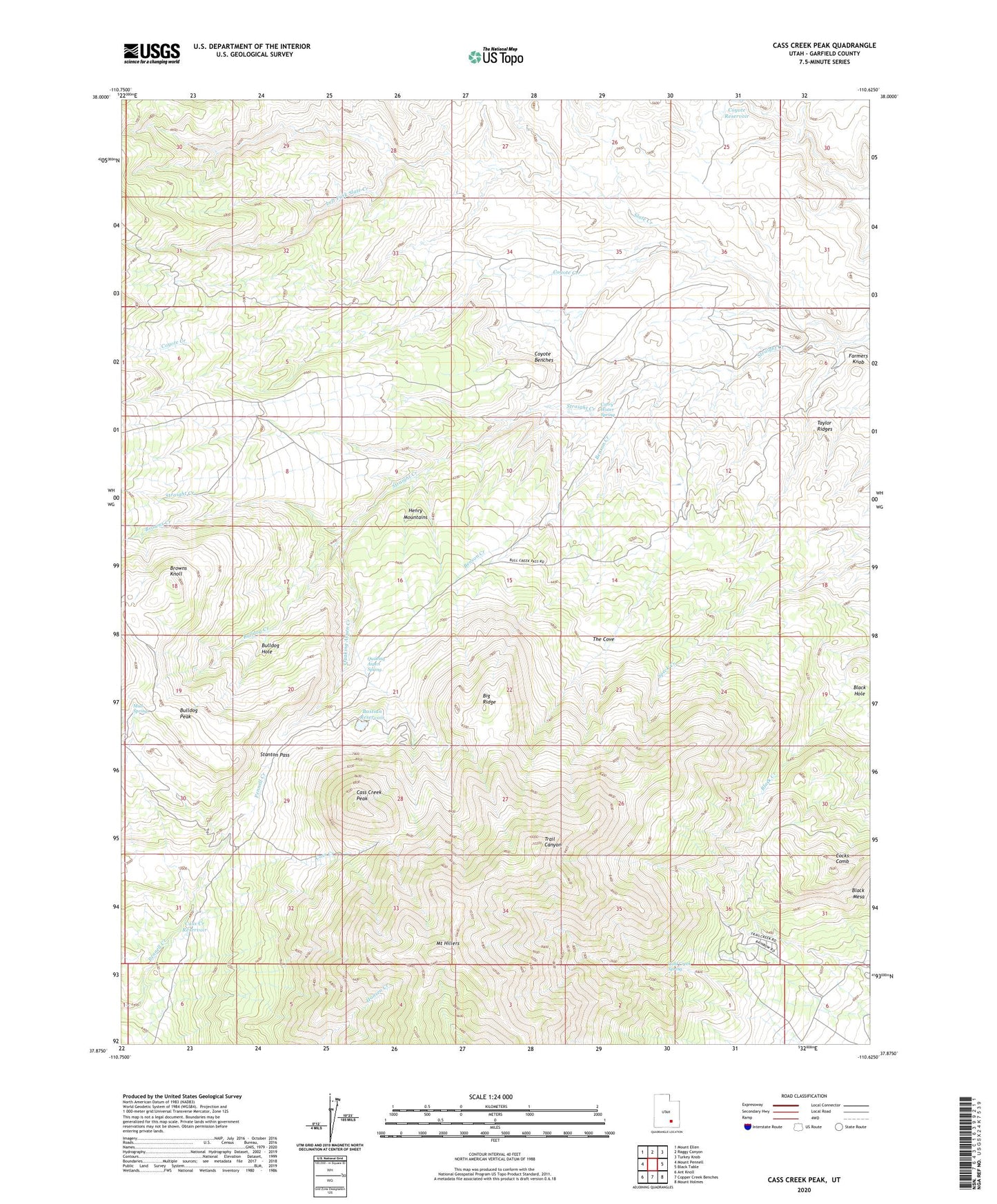 Cass Creek Peak Utah US Topo Map Image