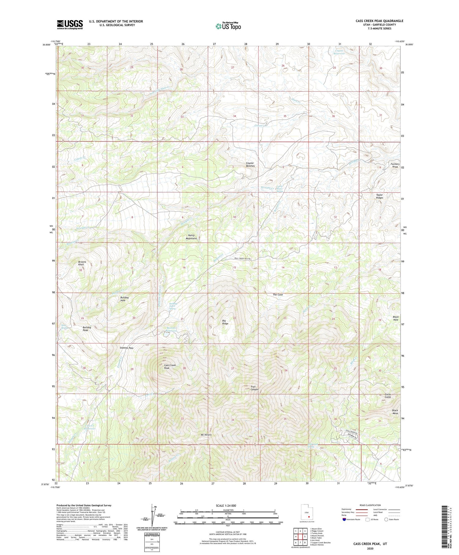 Cass Creek Peak Utah US Topo Map Image