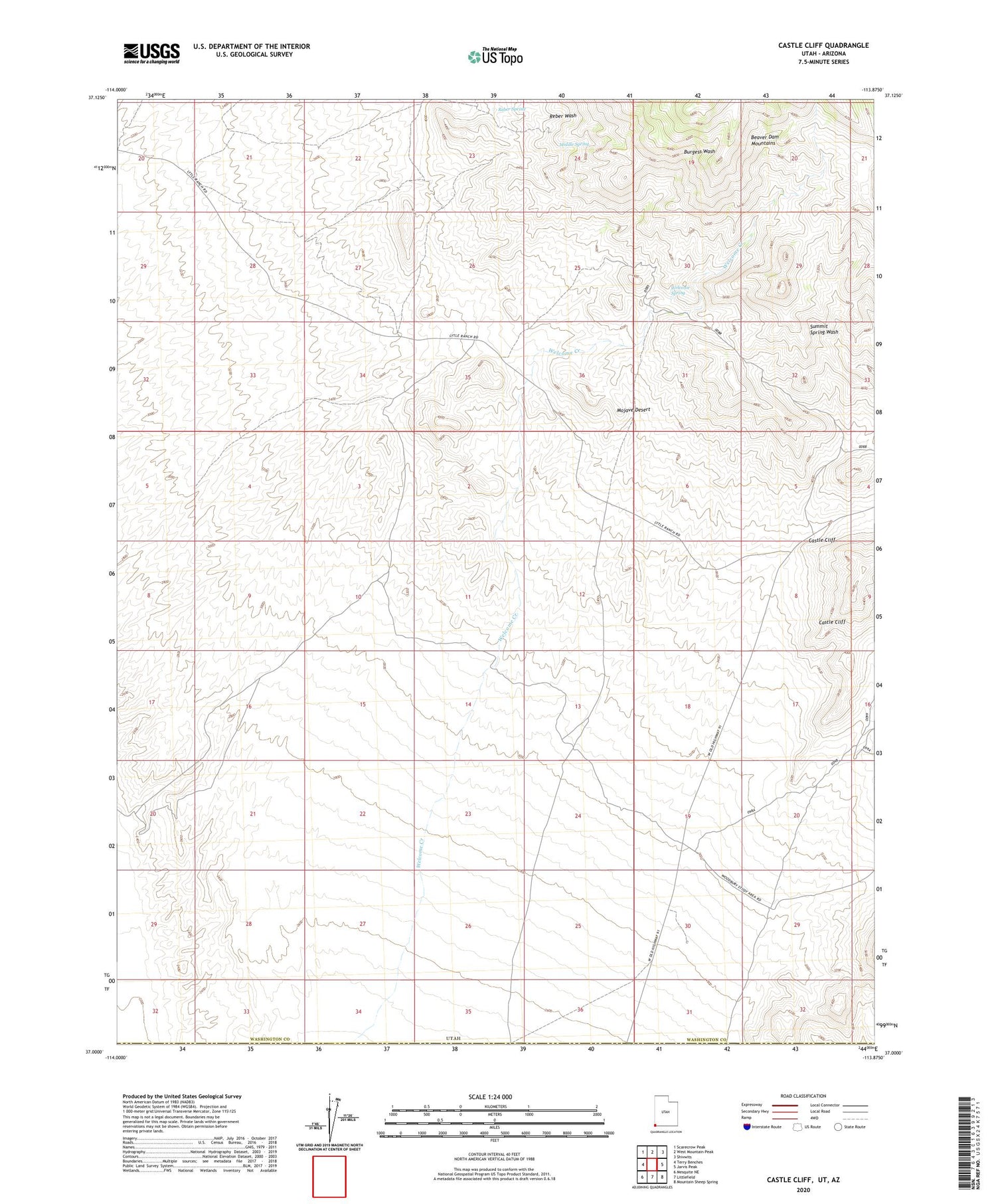 Castle Cliff Utah US Topo Map Image