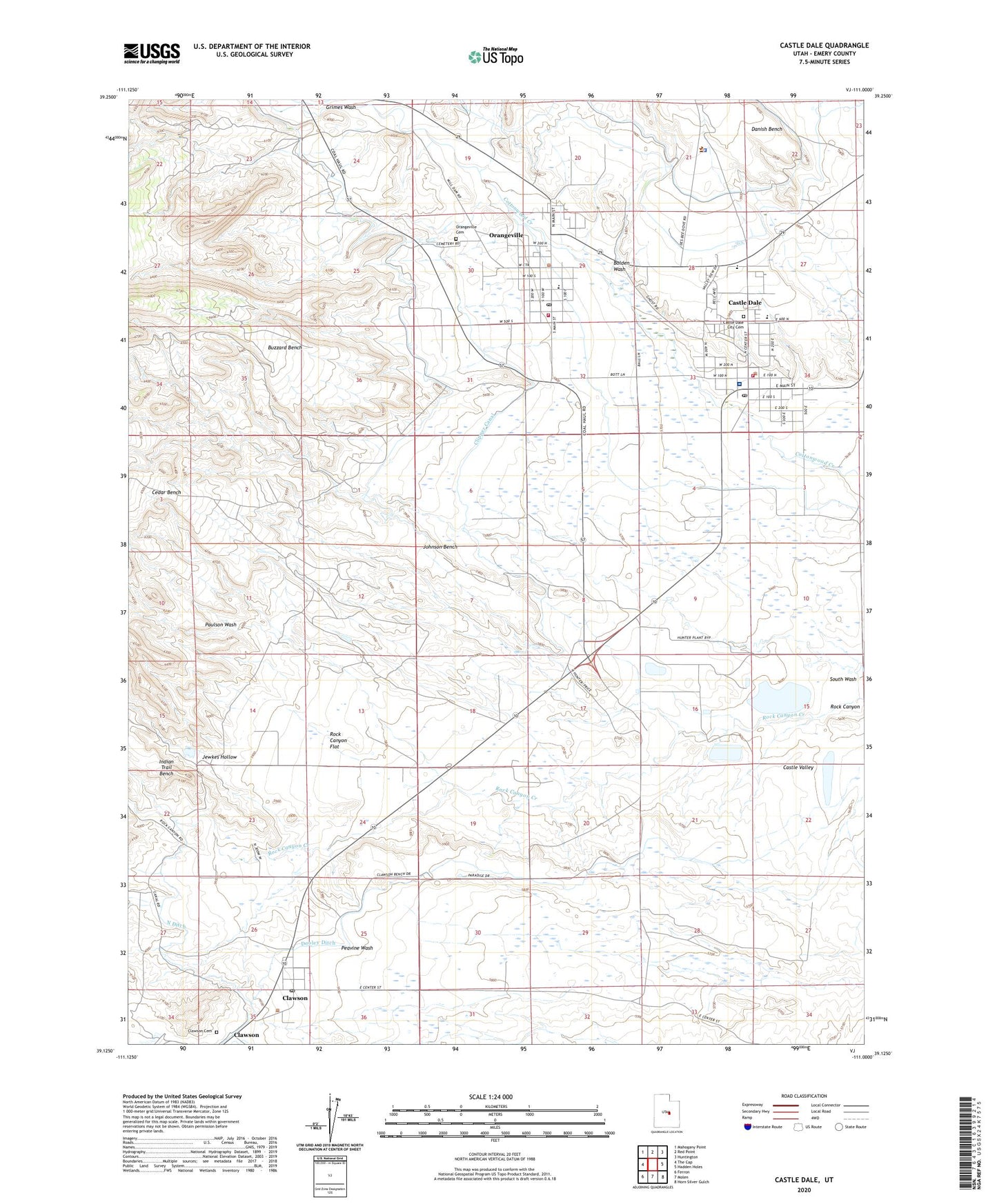 Castle Dale Utah US Topo Map Image