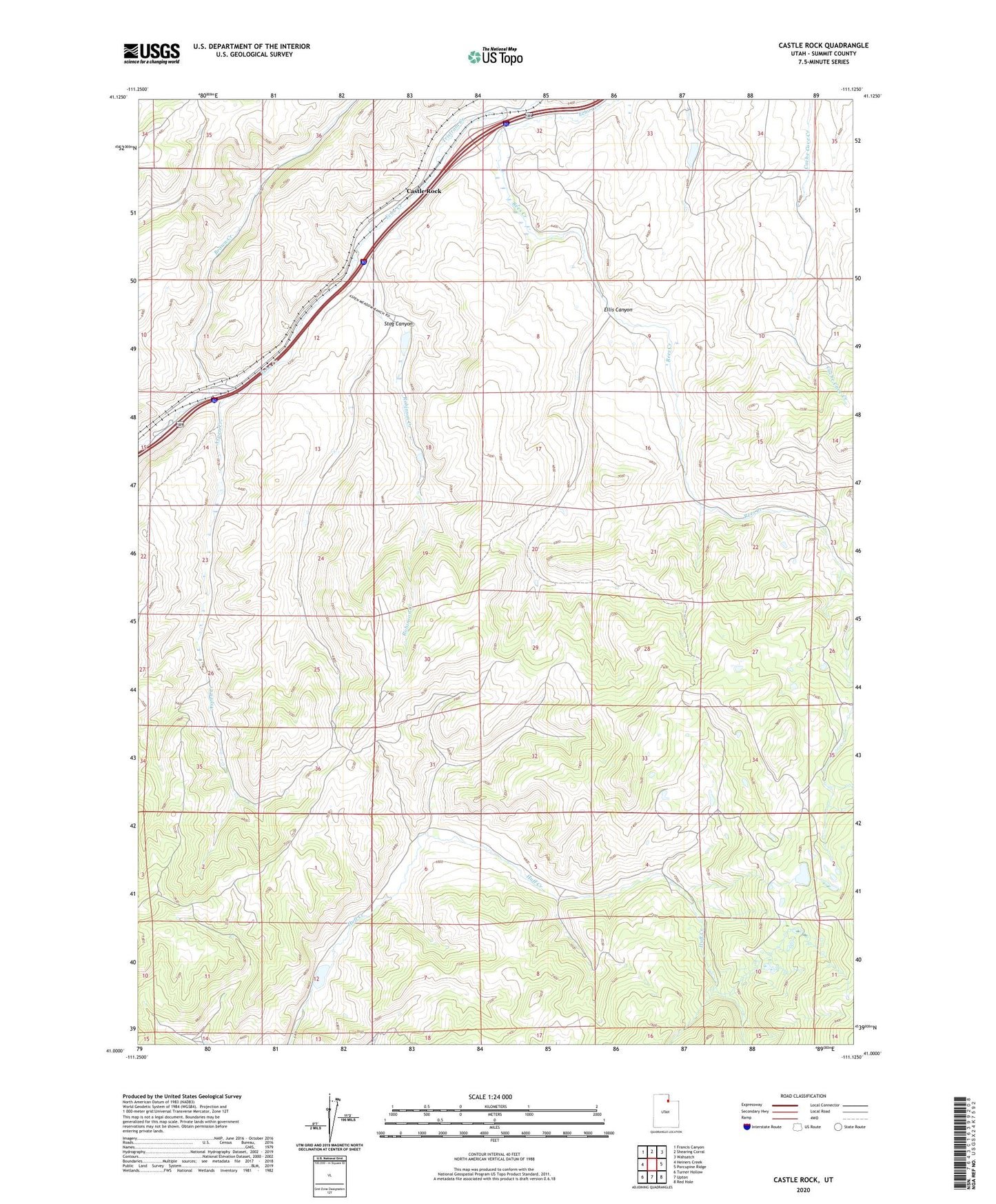 Castle Rock Utah US Topo Map Image