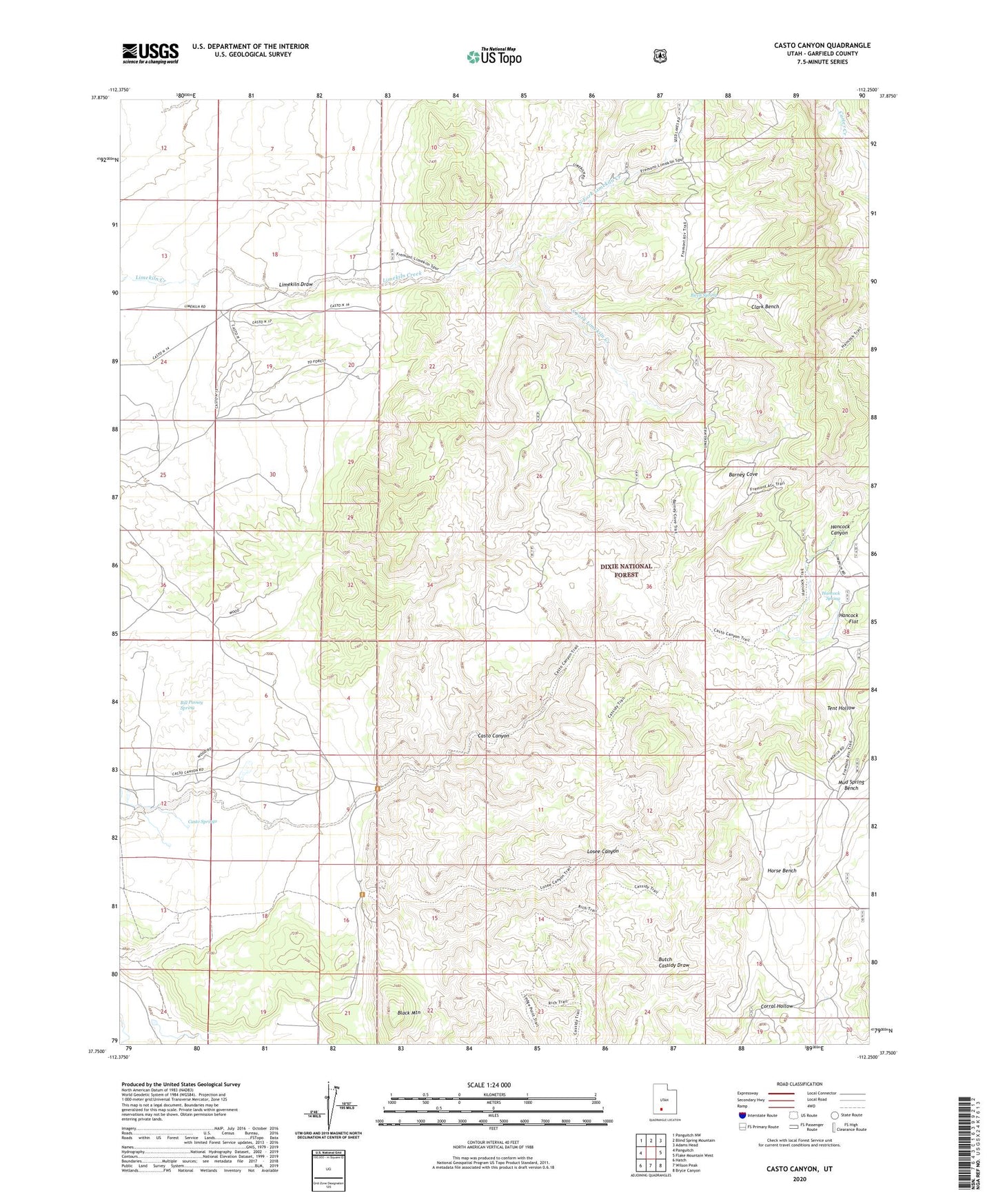 Casto Canyon Utah US Topo Map Image